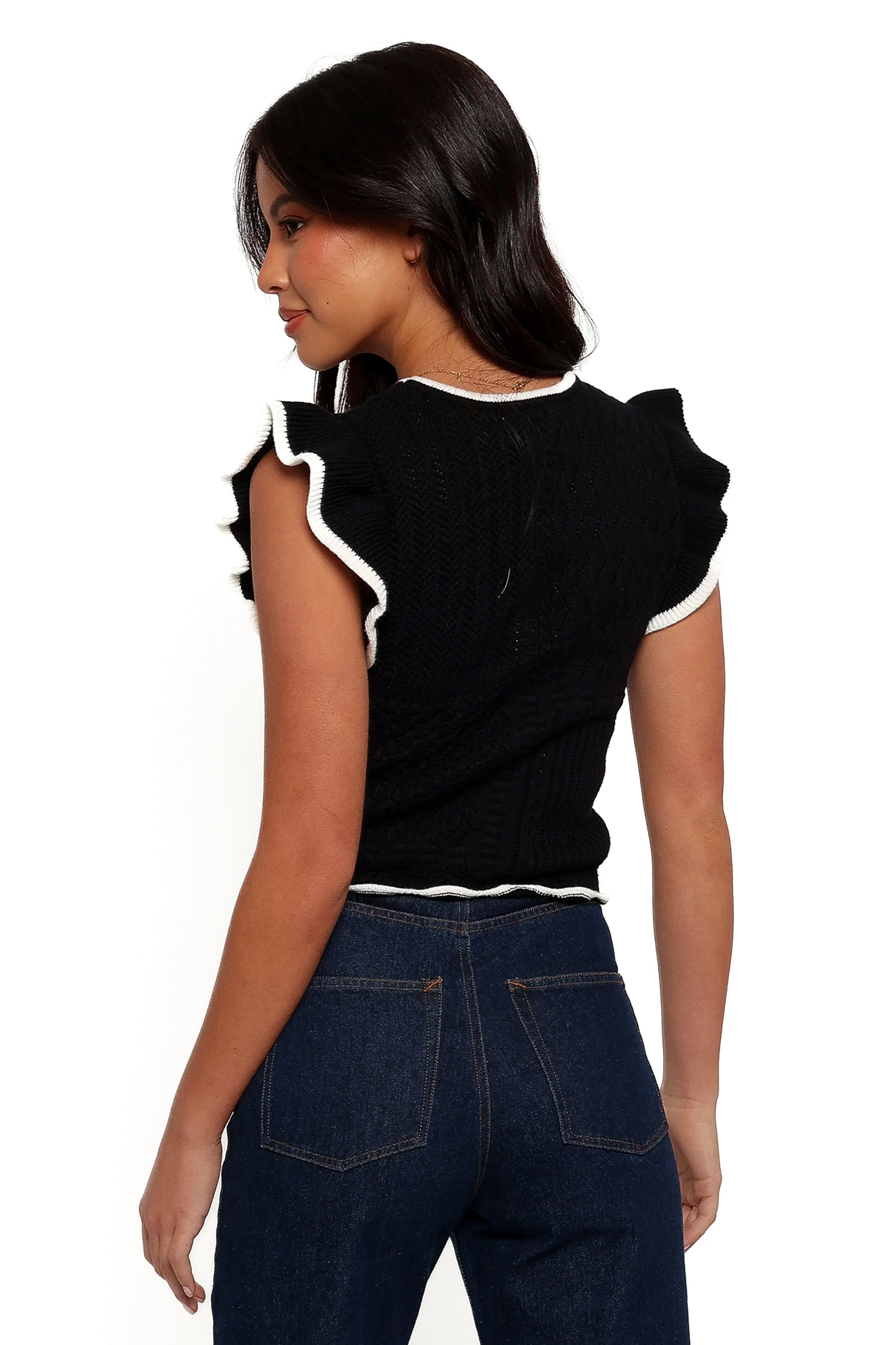 Abby Knit Top - Black White