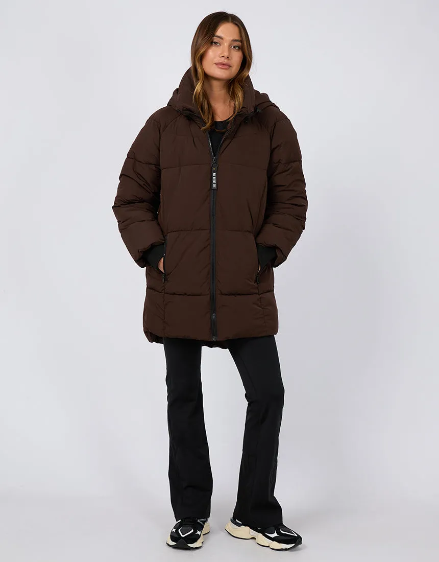 All About Eve Remi Luxe Midi Puffer Brown