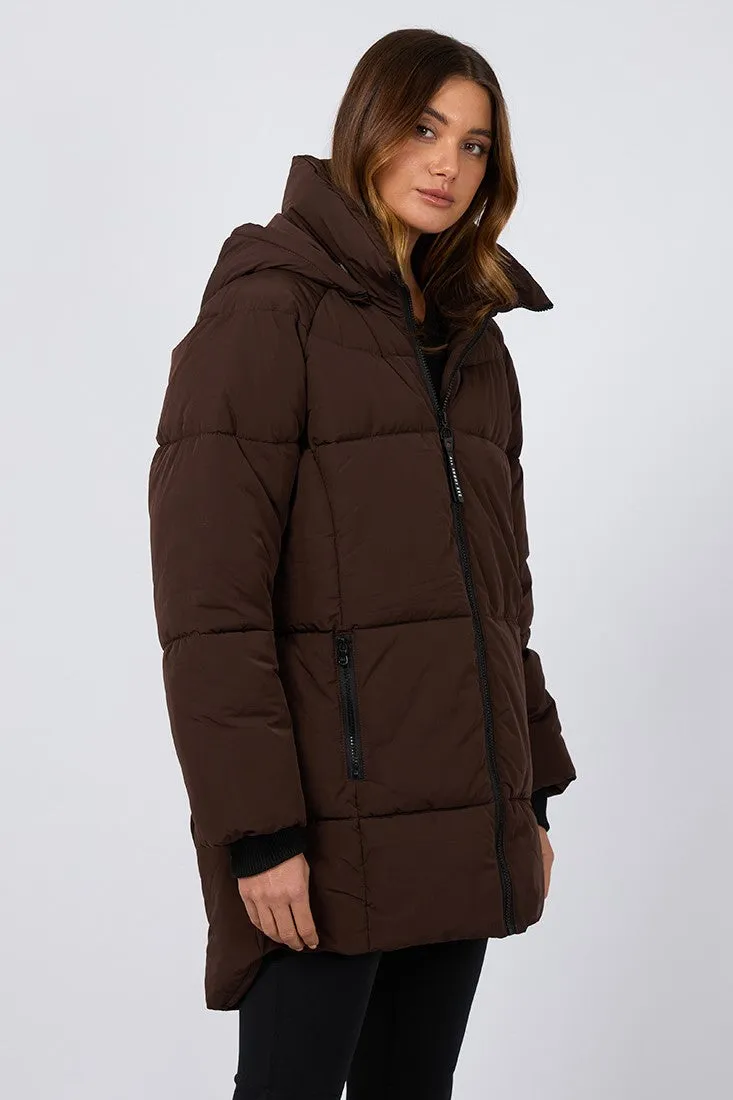 All About Eve Remi Luxe Midi Puffer Brown