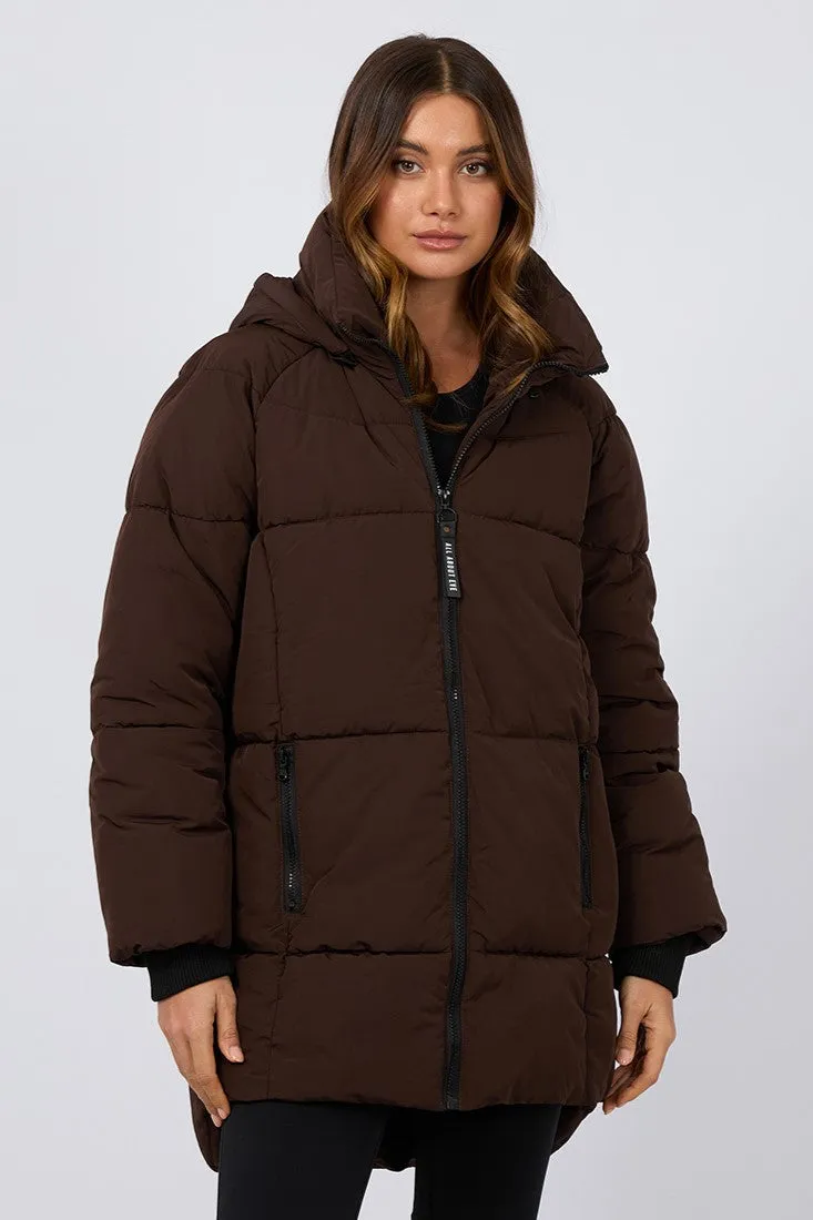 All About Eve Remi Luxe Midi Puffer Brown