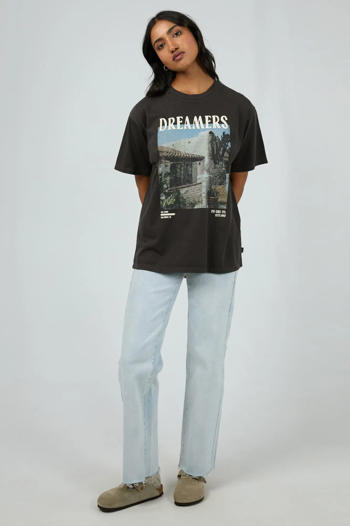 All About Eve San Diego Dream Oversized Tee Washed Black