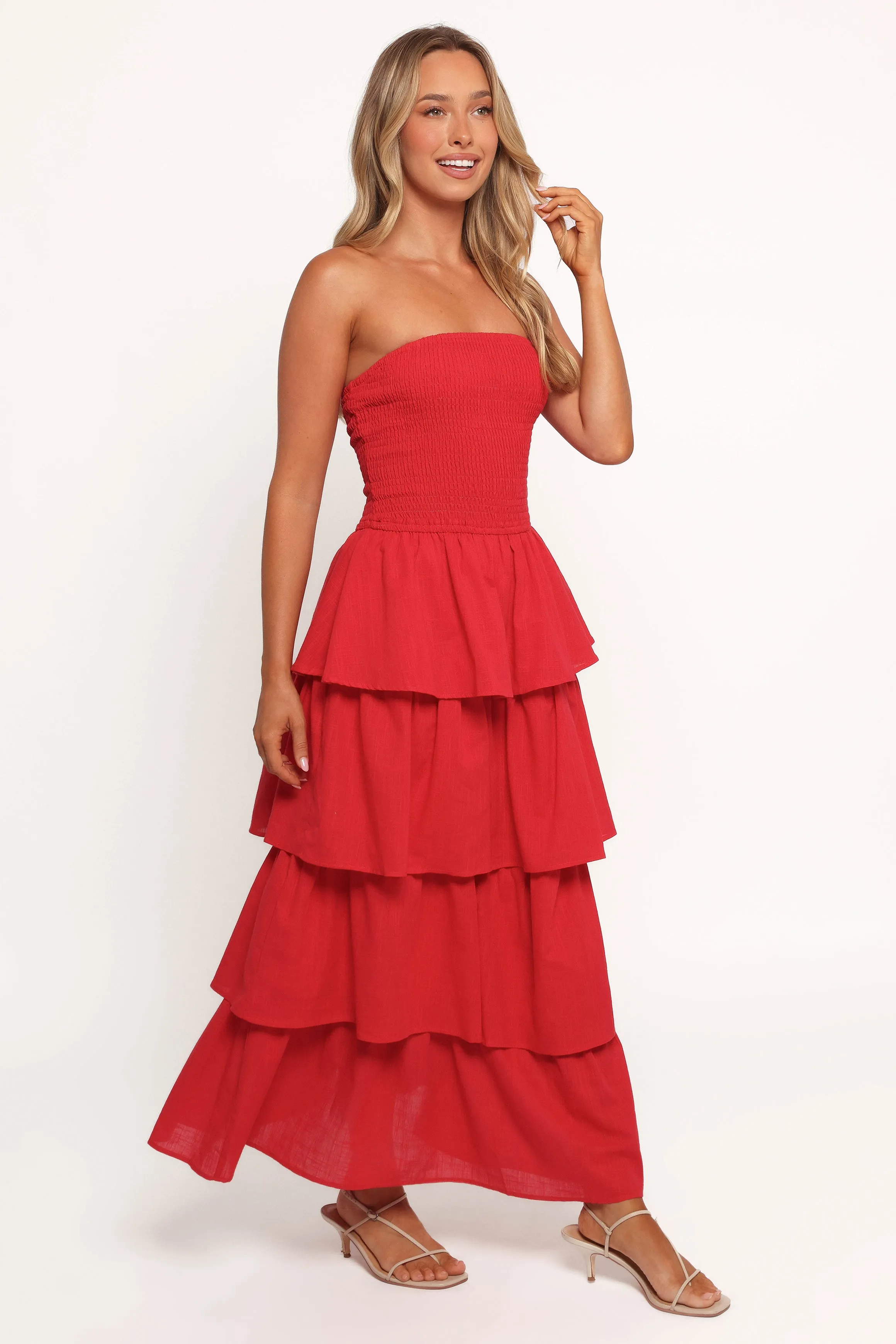Arcadia Maxi Strapless Dress - Red