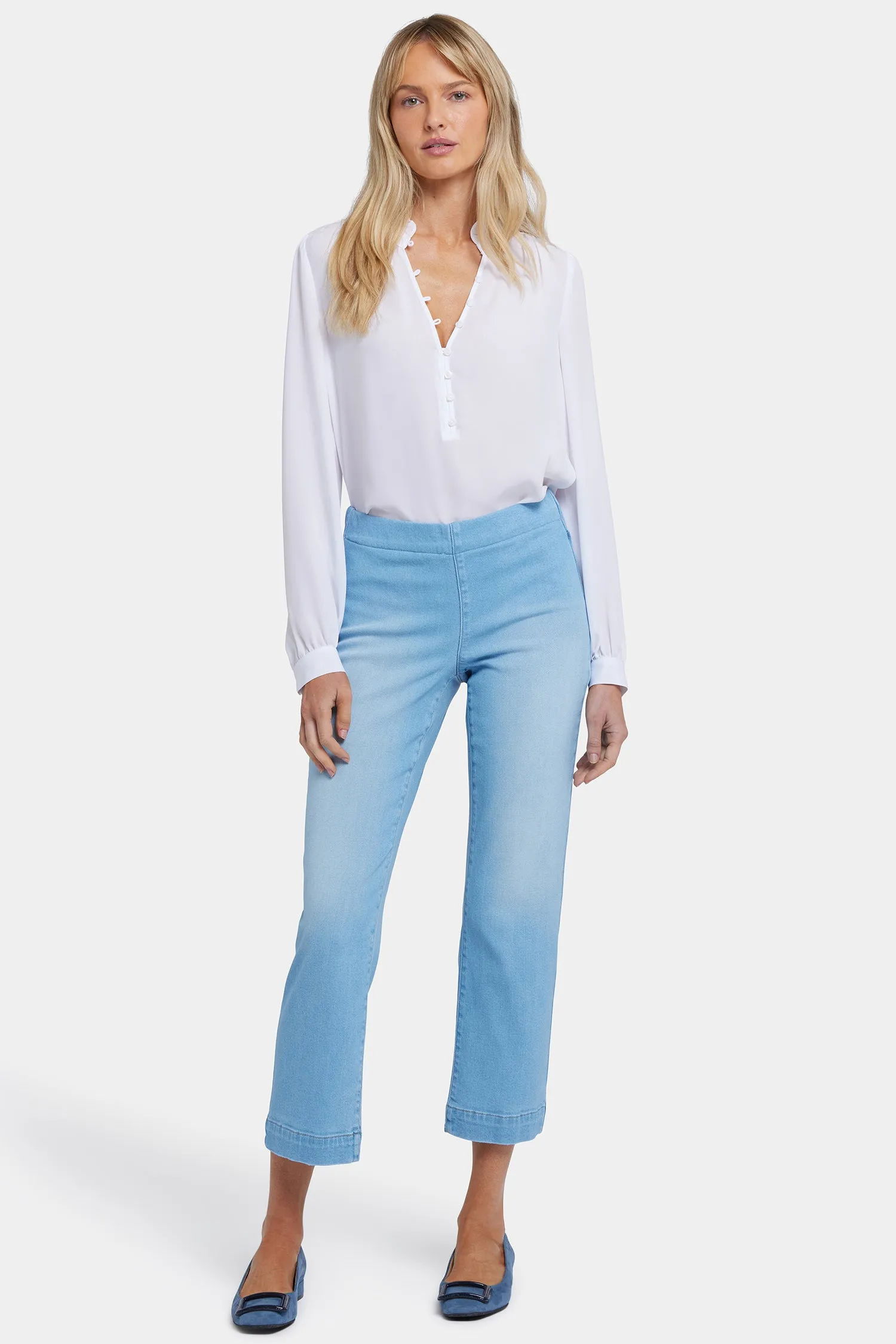 Bailey Relaxed Straight Ankle Pull-On Jeans - Canary Beach