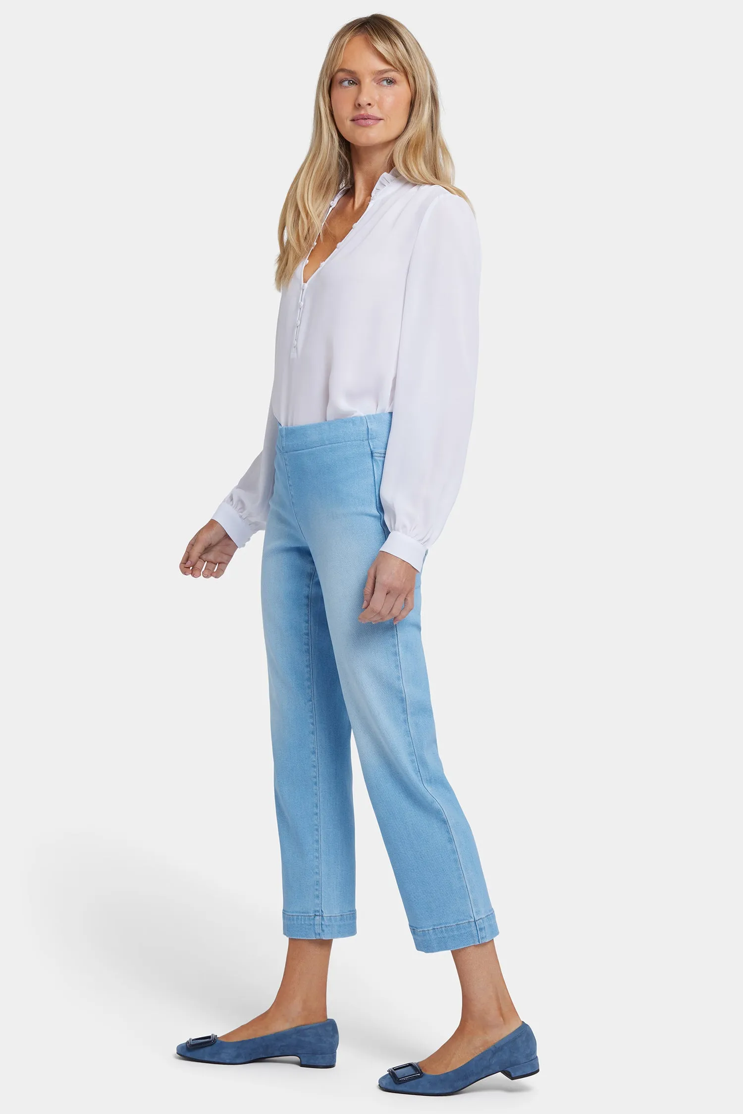 Bailey Relaxed Straight Ankle Pull-On Jeans - Canary Beach