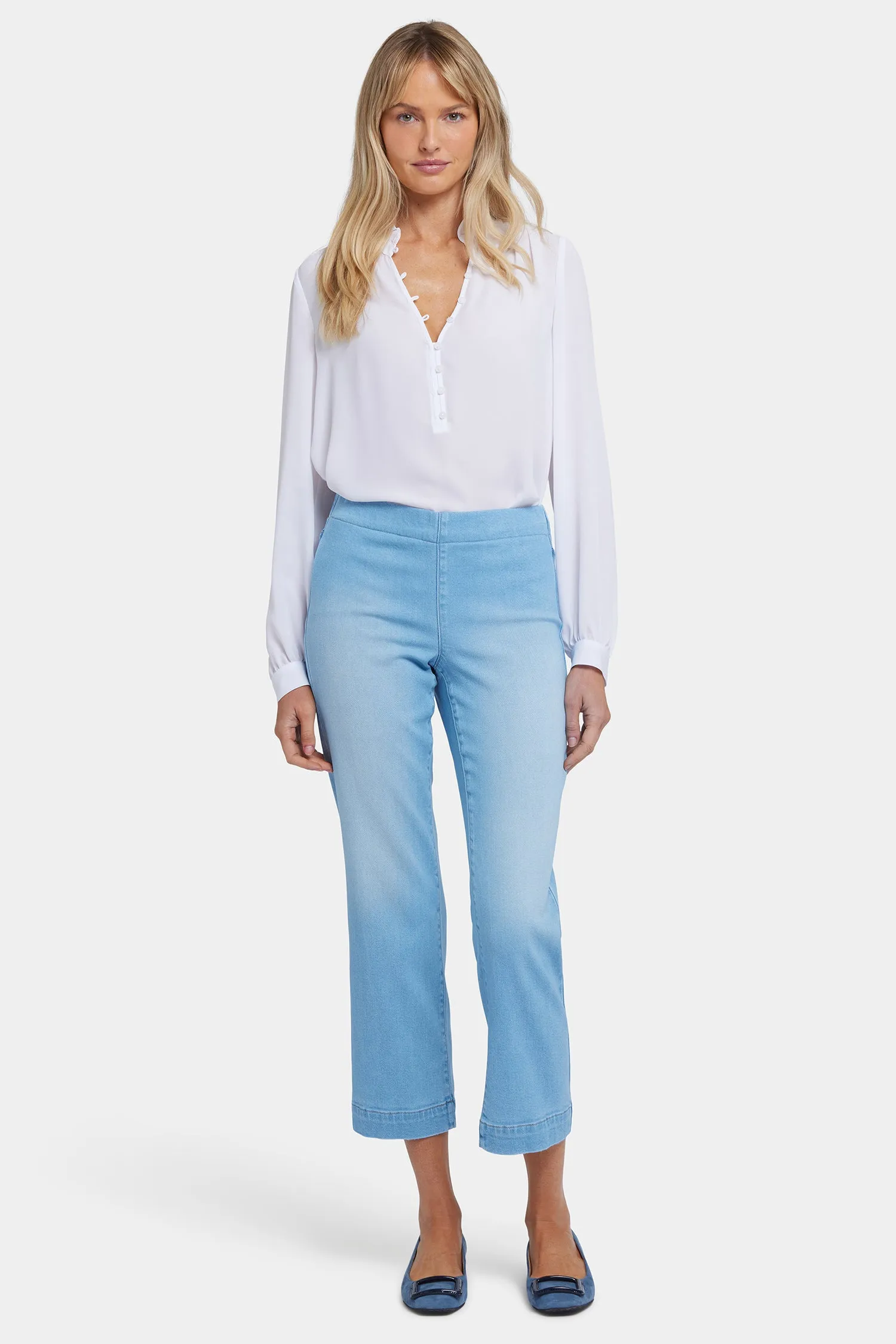 Bailey Relaxed Straight Ankle Pull-On Jeans - Canary Beach