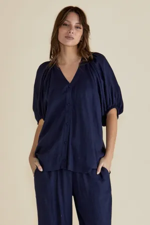 Betty Basics Asher Blouse Dark Blue