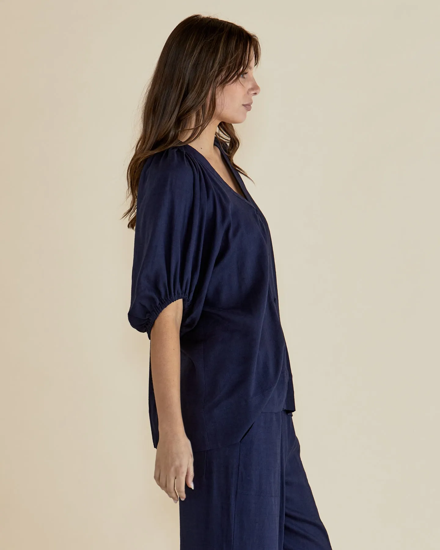 Betty Basics Asher Blouse Dark Blue