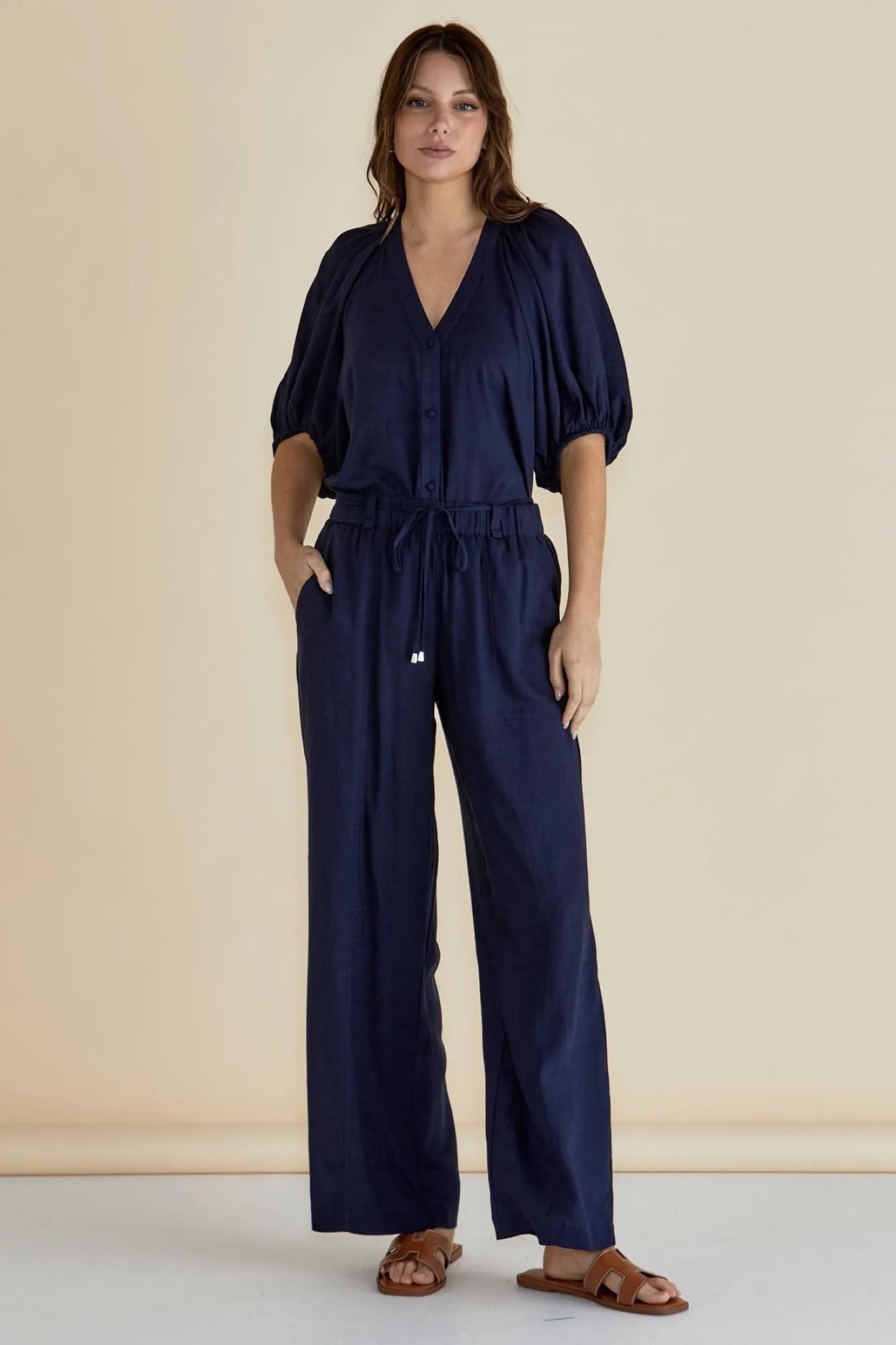 Betty Basics Asher Blouse Dark Blue