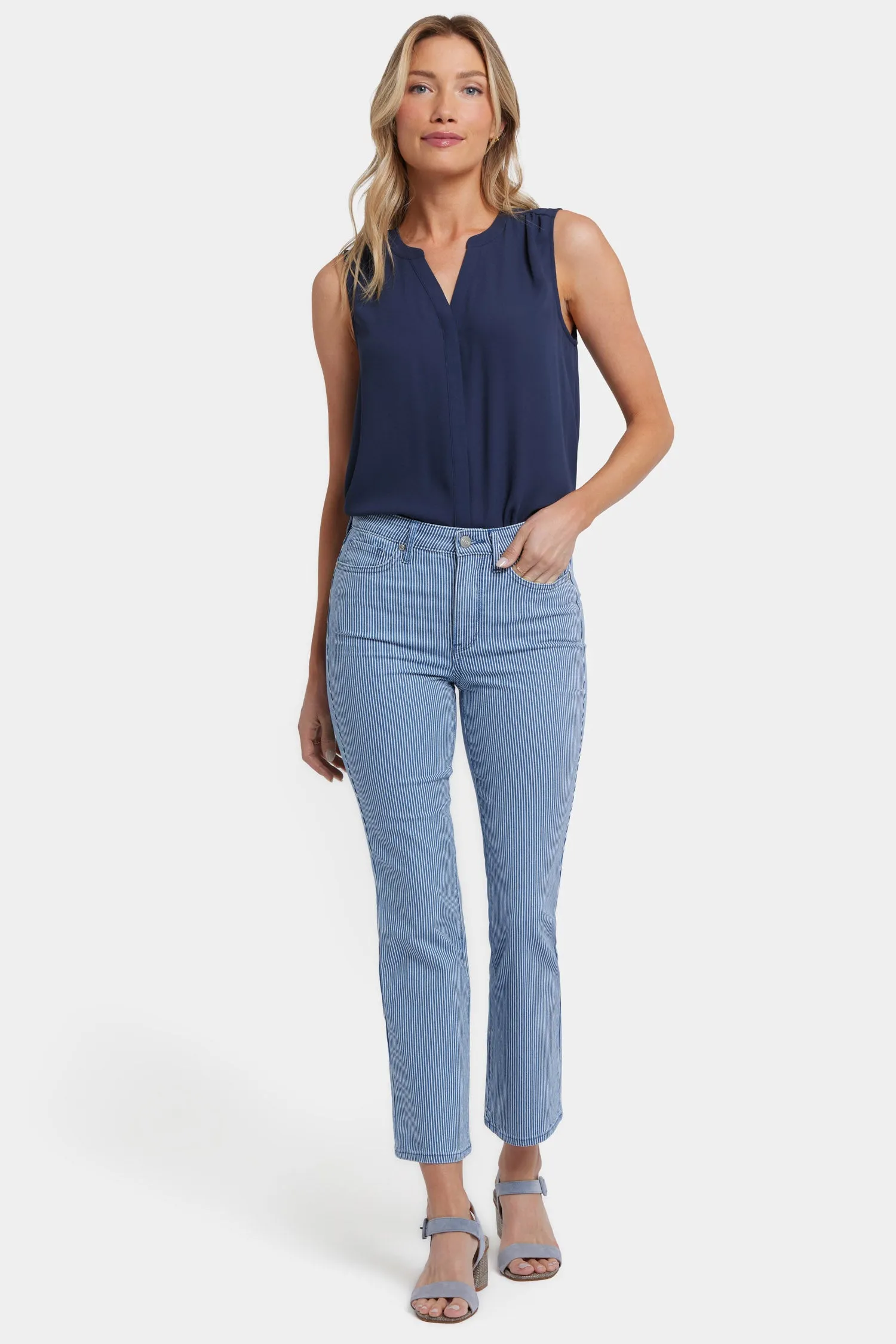 Billie Mini Bootcut Ankle Jeans - Villa Vista Stripe