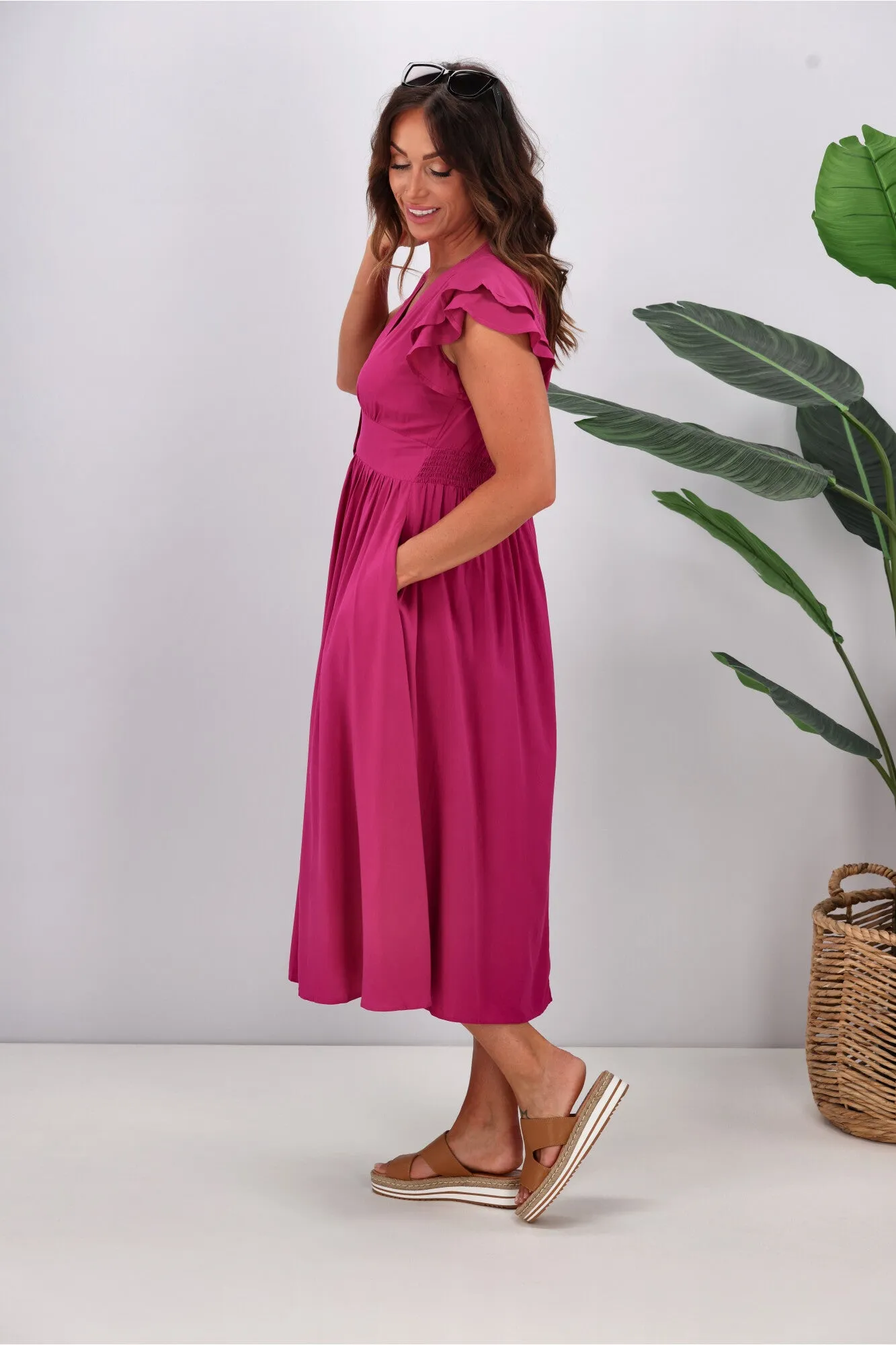 Boho Australia Ridley Dress Magenta