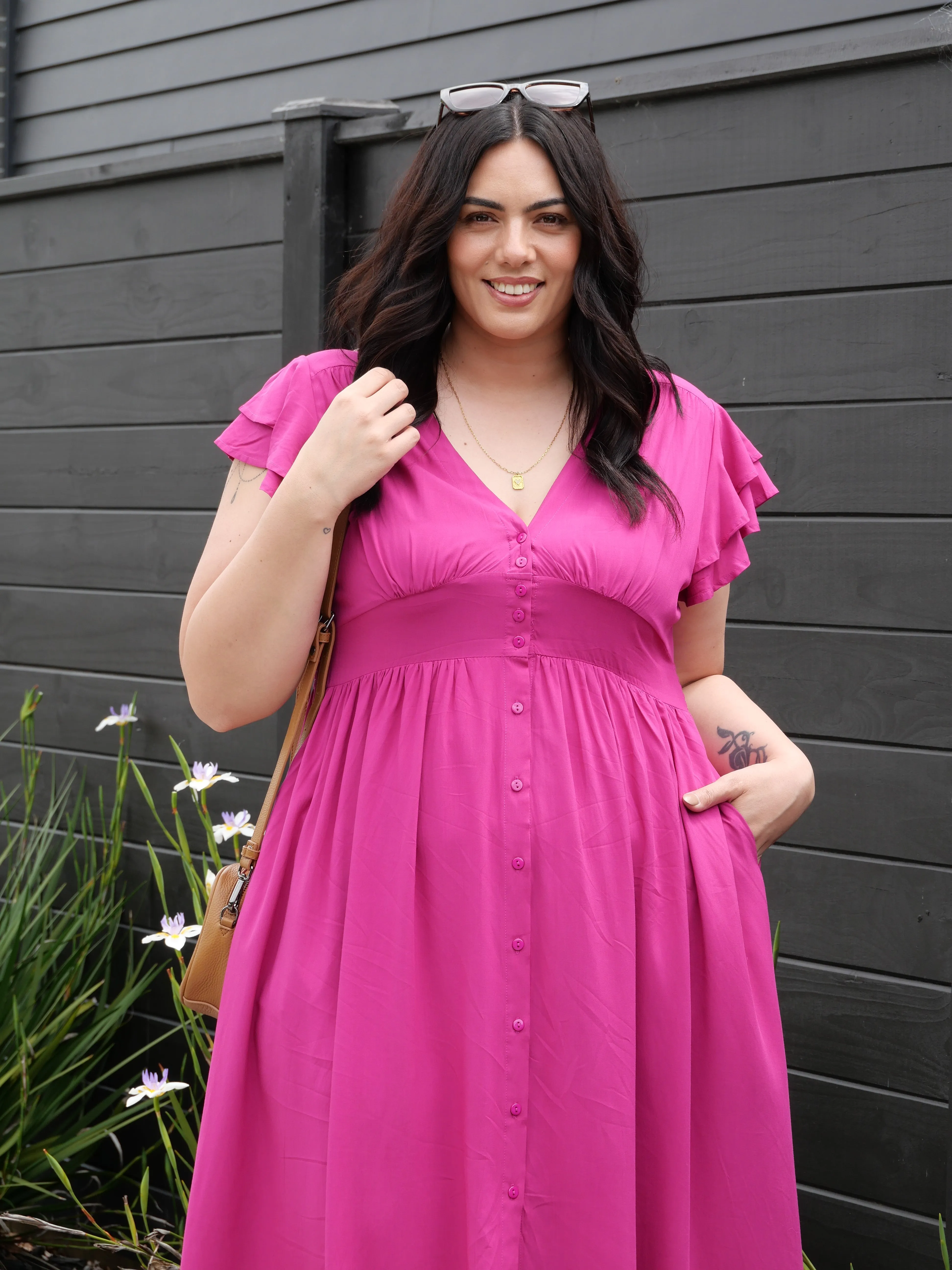 Boho Australia Ridley Dress Magenta