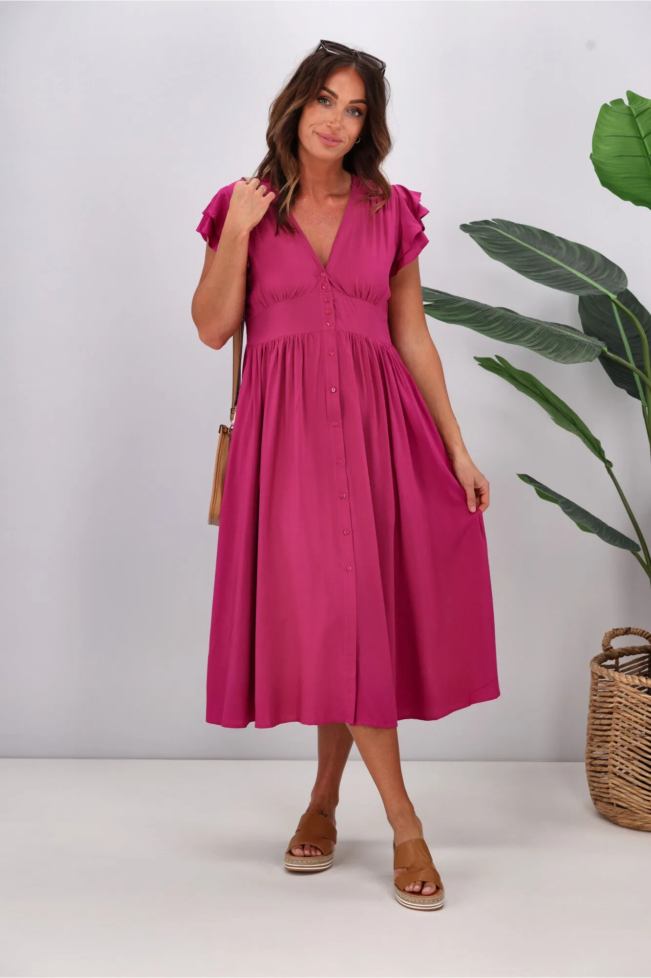 Boho Australia Ridley Dress Magenta