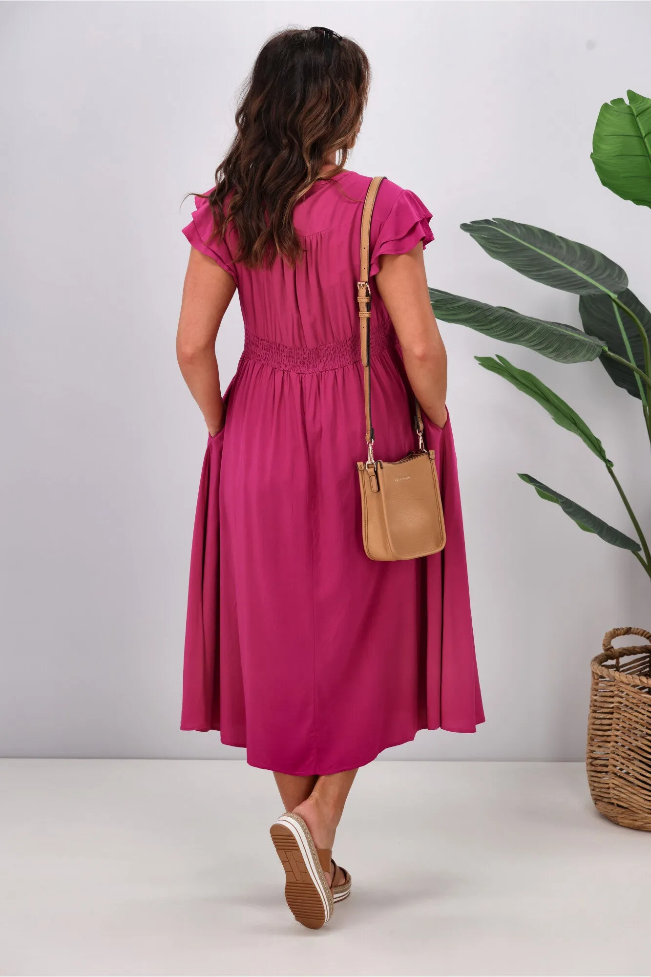 Boho Australia Ridley Dress Magenta