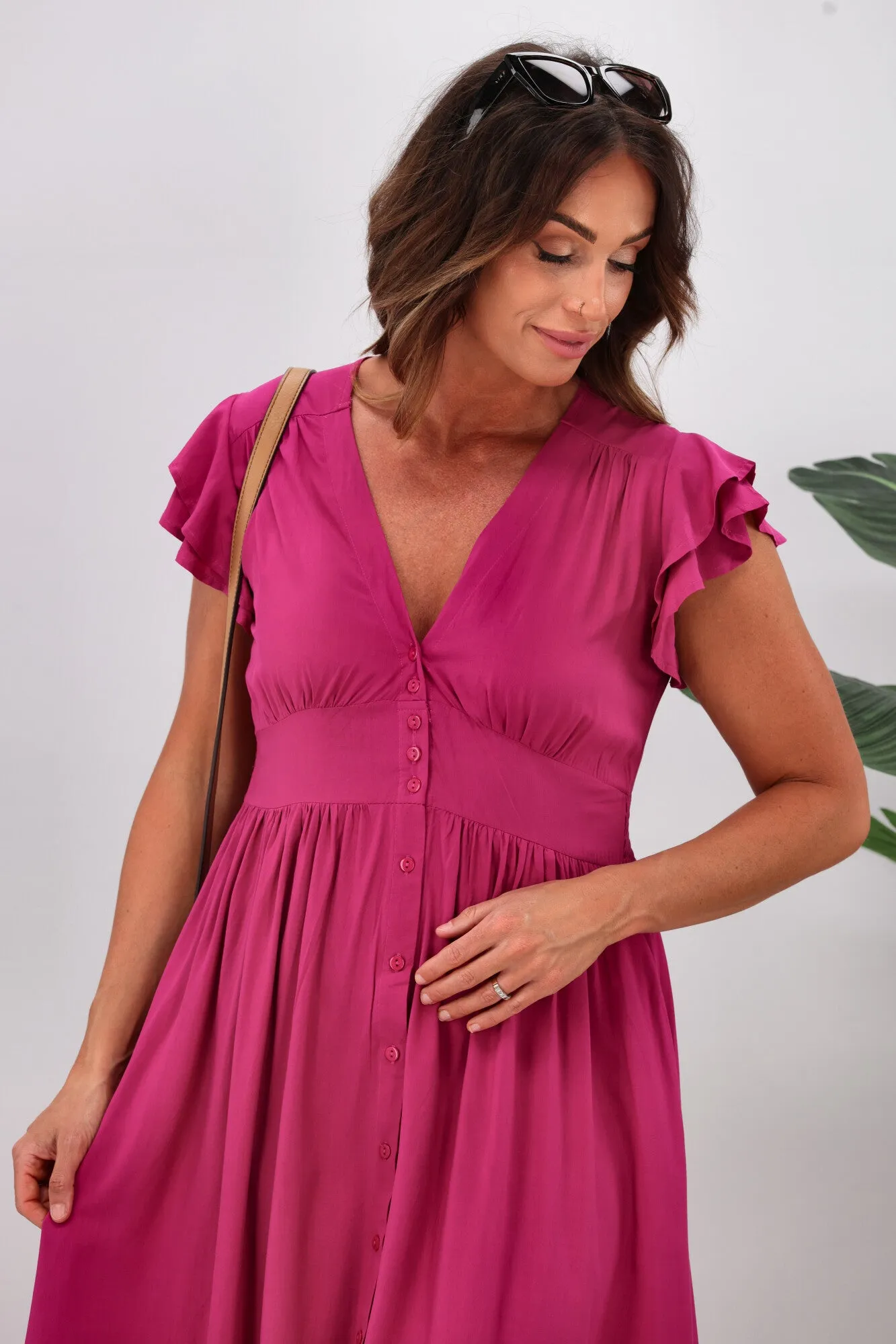 Boho Australia Ridley Dress Magenta