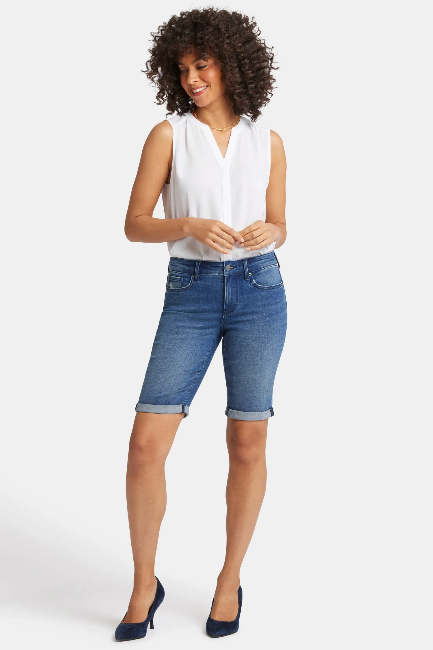 Briella 11 Inch Denim Shorts - Cascade Wave