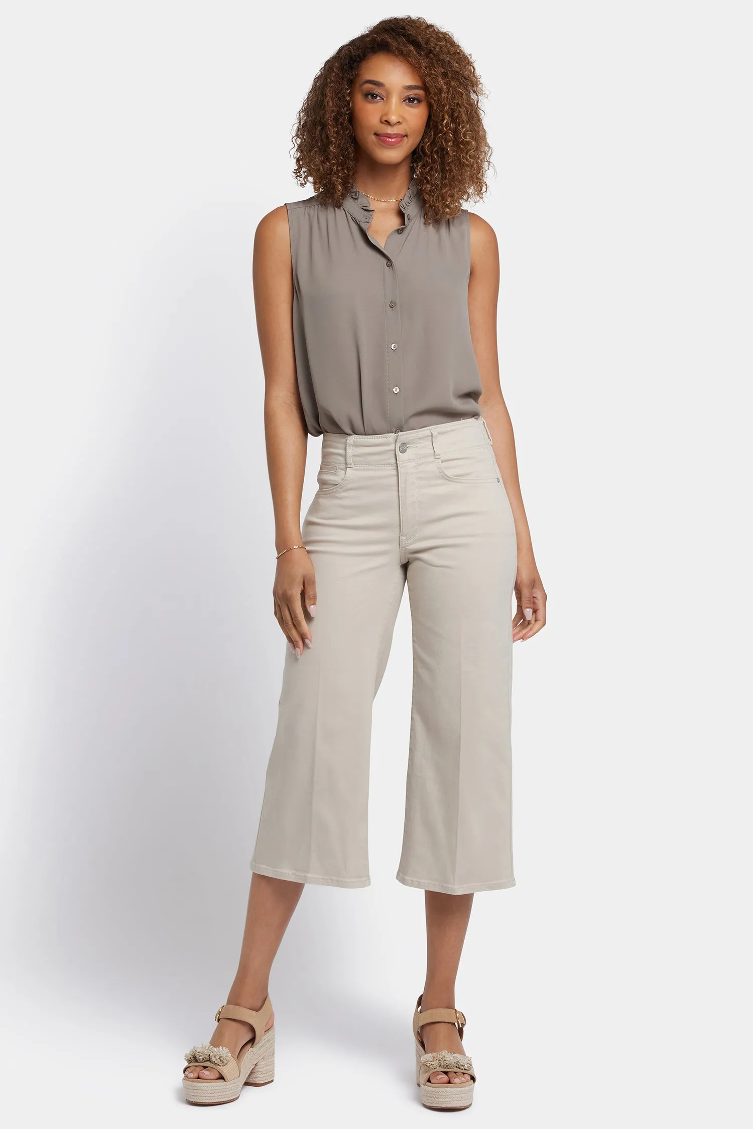 Brigitte Wide Leg Capri Jeans - Feather