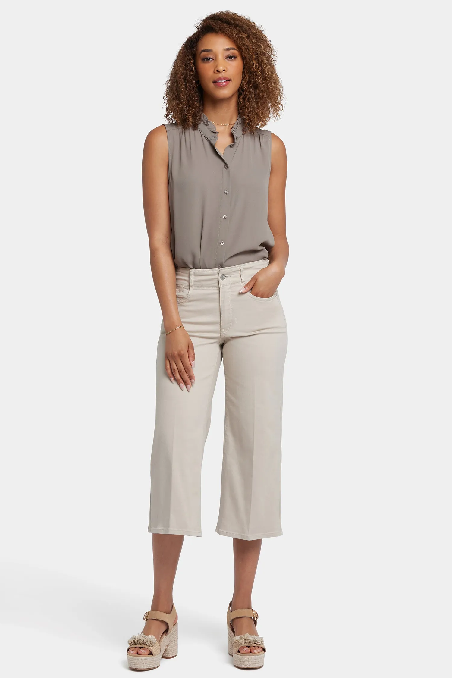 Brigitte Wide Leg Capri Jeans - Feather