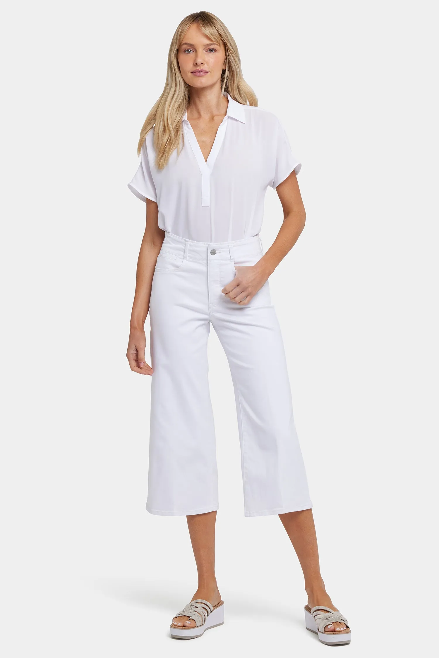 Brigitte Wide Leg Capri Jeans - Optic White