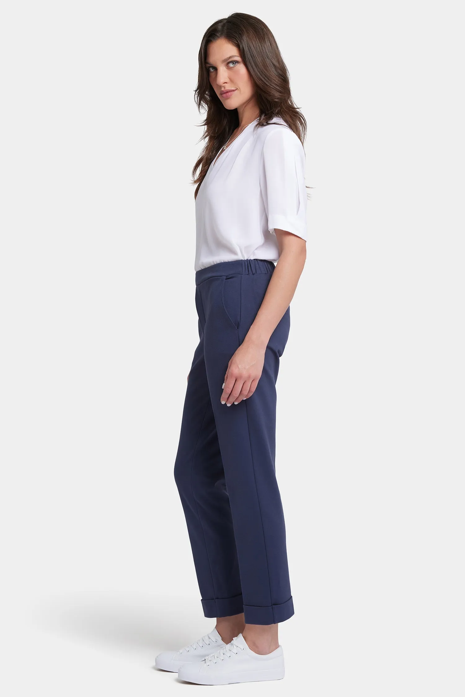 Cassidy Ankle Pull-On Trouser Pants - Oxford Navy