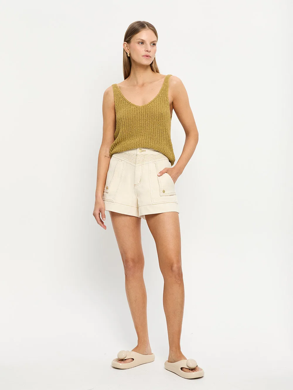 Celene Denim Short - Cream