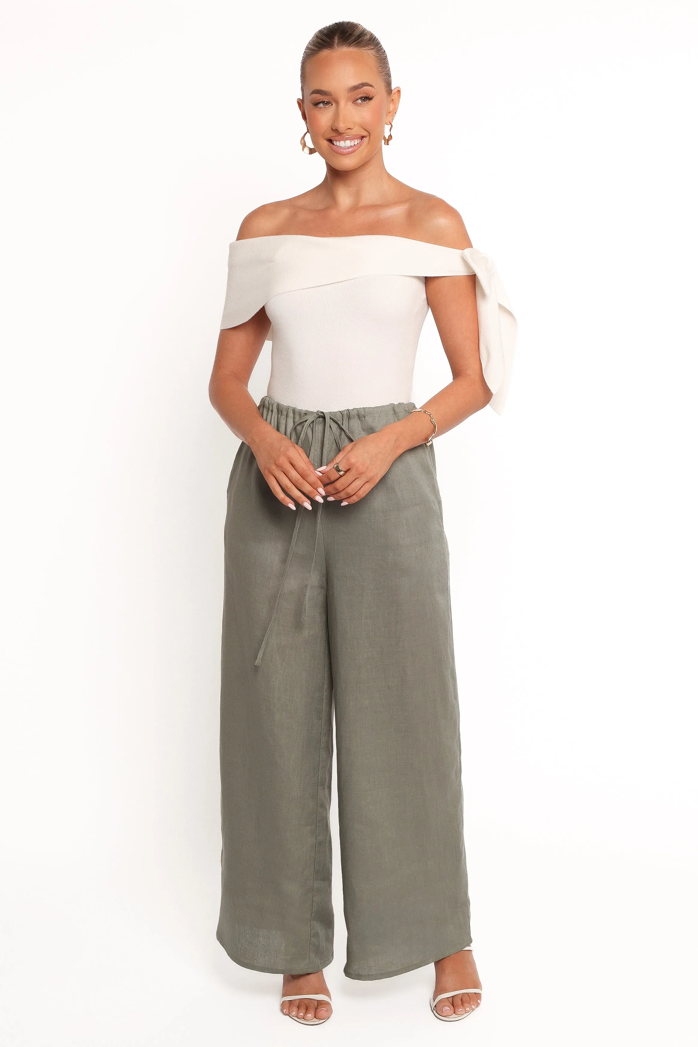 Charama Off Shoulder Knit Top - White