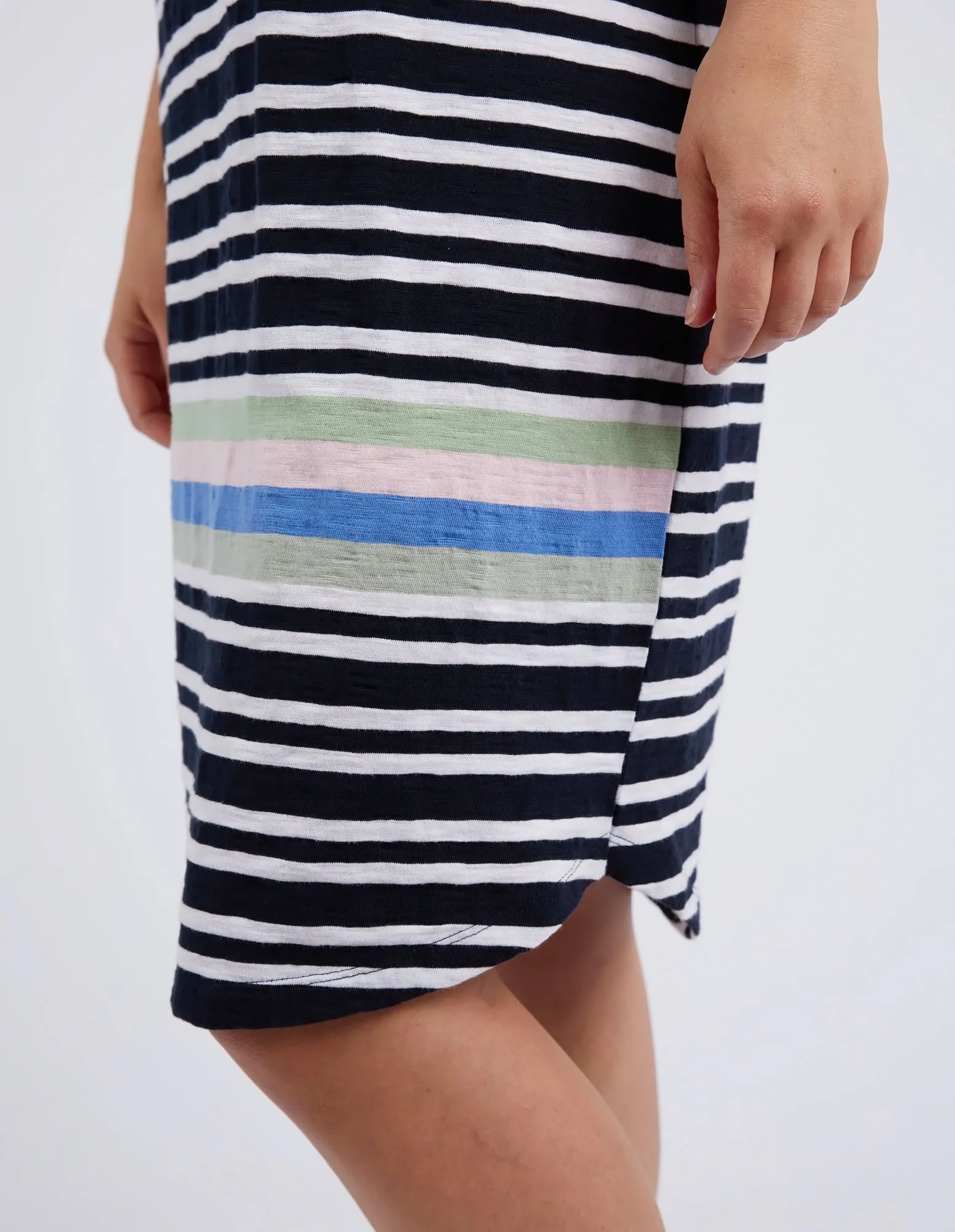 Elm Aligner Tee Dress Navy and White Stripe