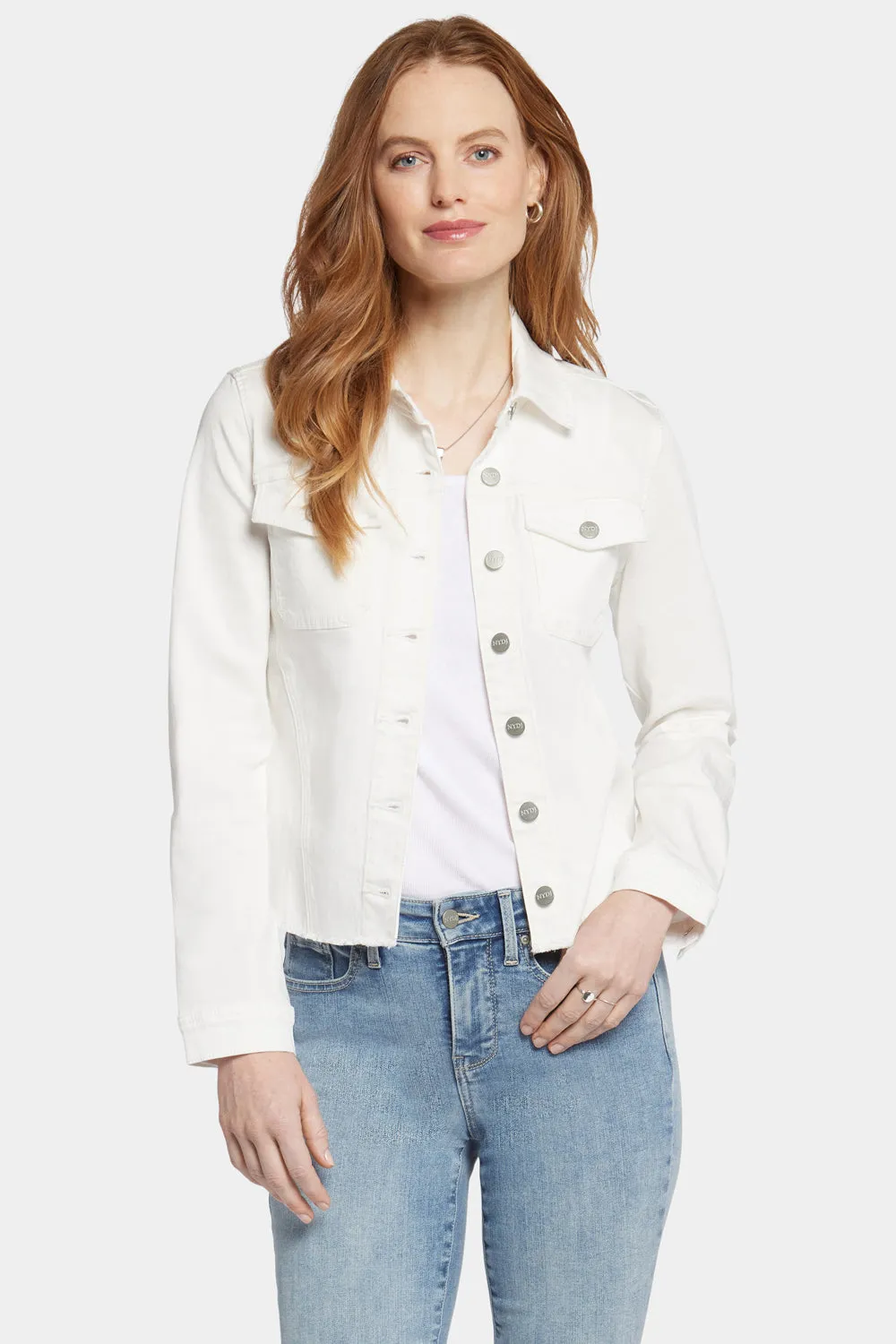 Frayed Hem Jacket - Optic White