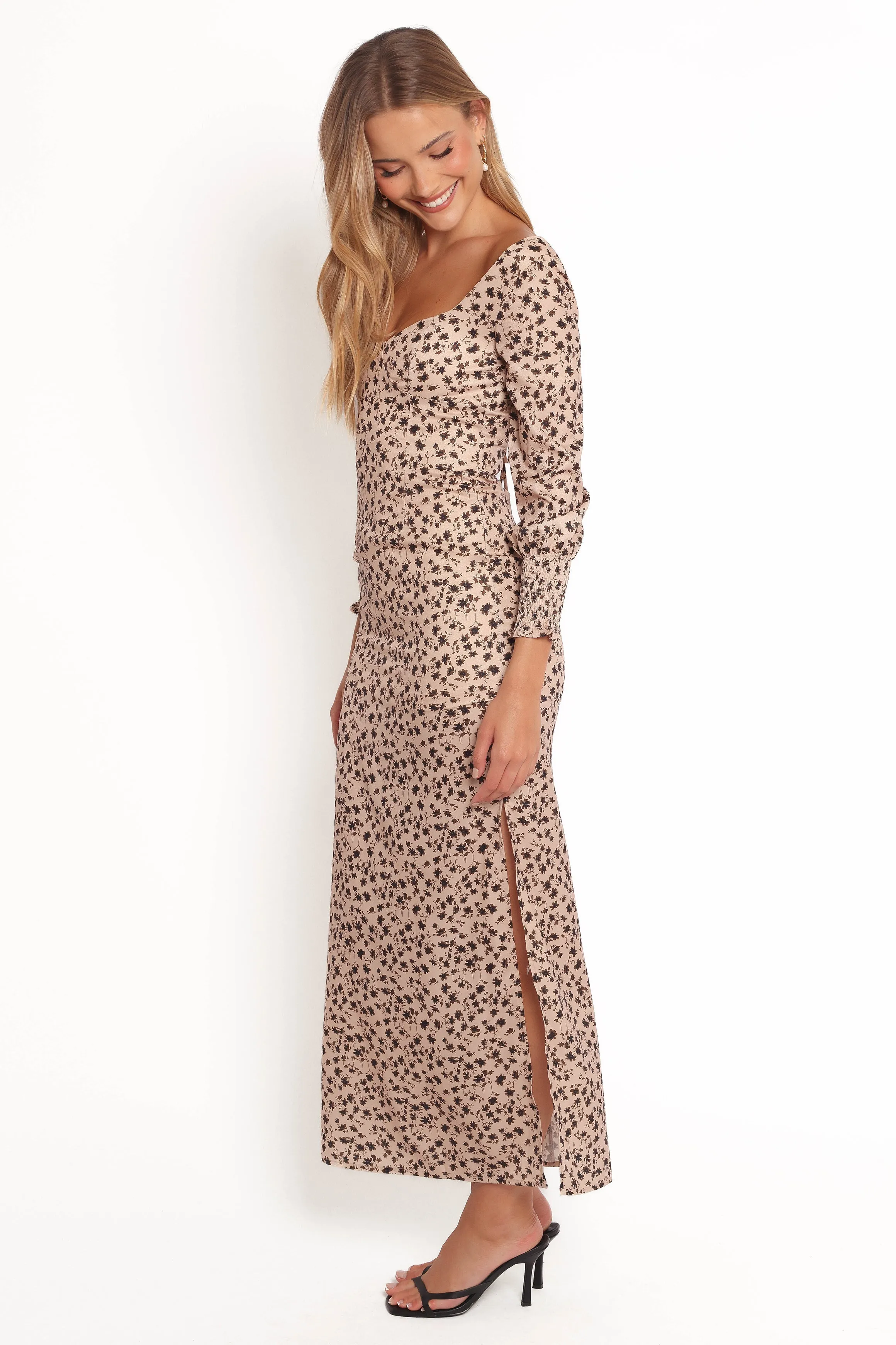 Gisella Long Sleeve Midi - Brown Floral