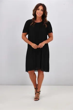 Gloss by Shine On Alberta Pleated Shift Dress Black