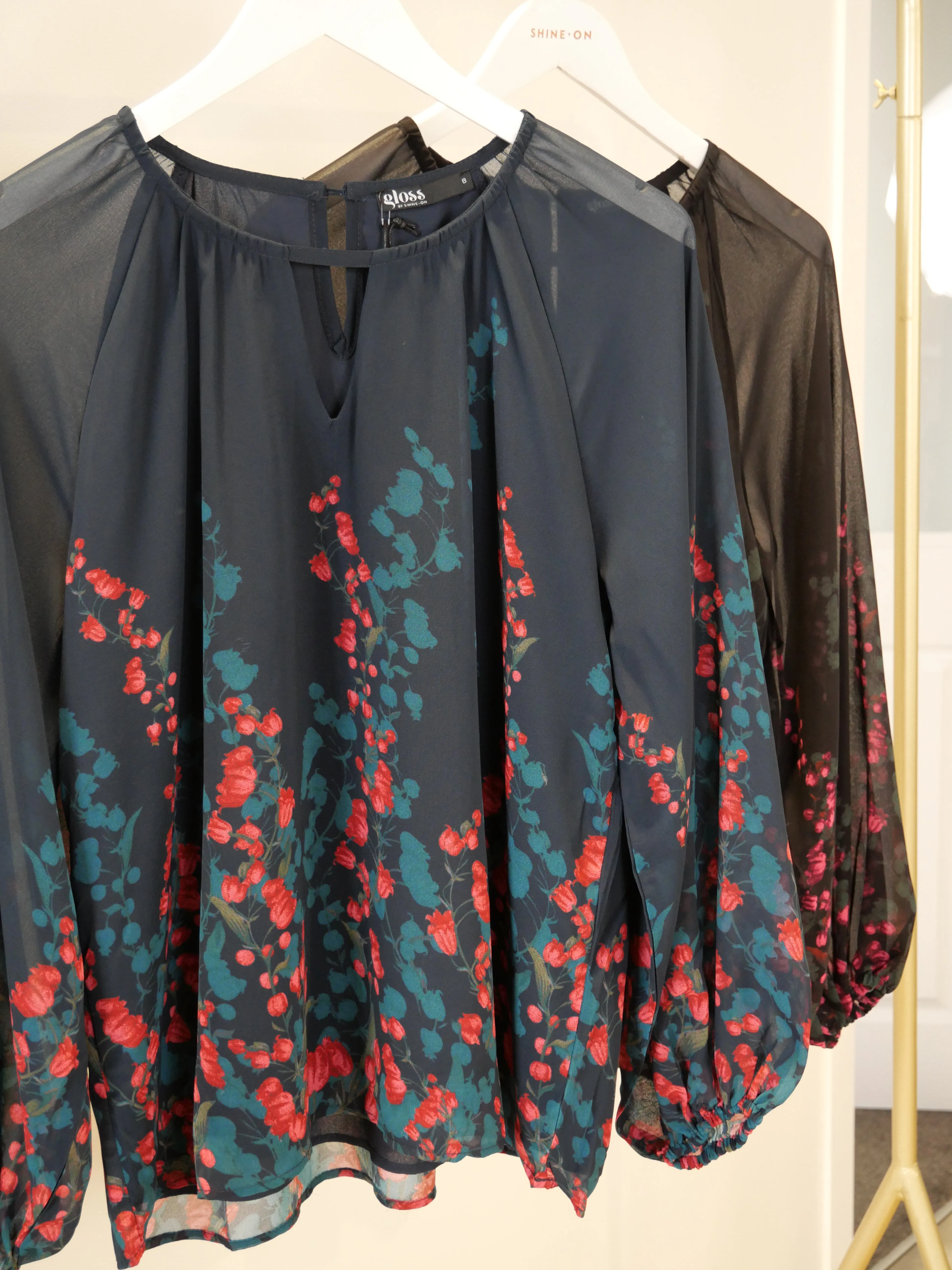 Gloss by Shine Orla Top Foxglove Print Petrol