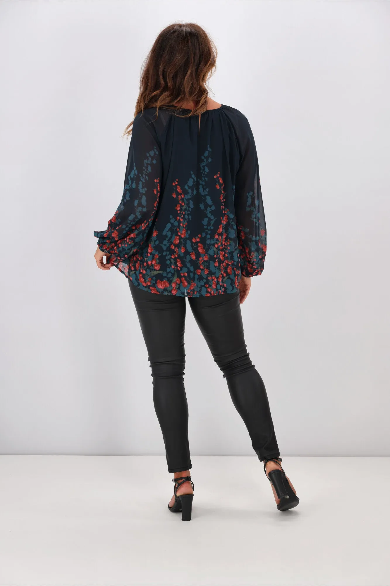 Gloss by Shine Orla Top Foxglove Print Petrol