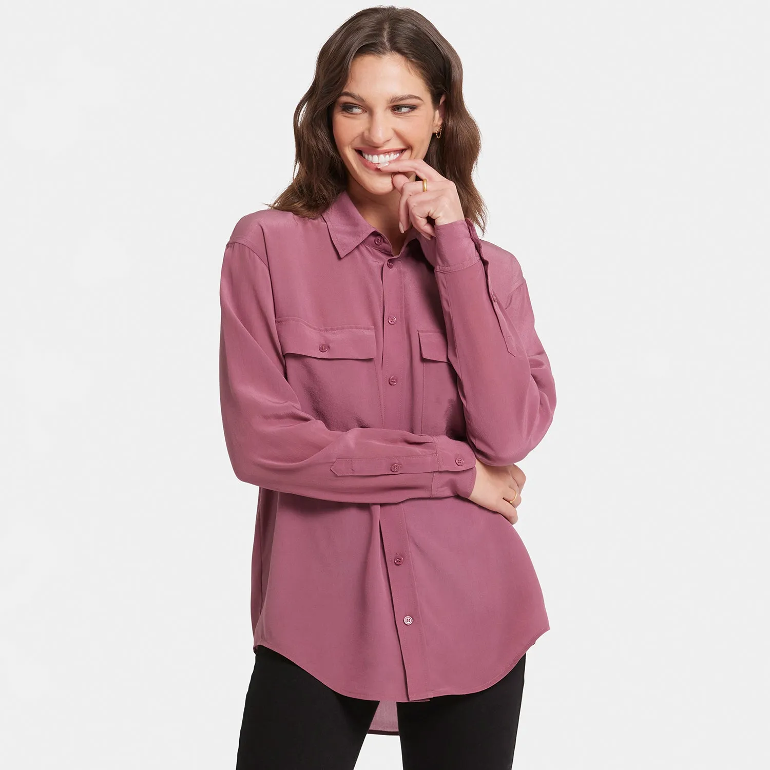 Lauren Silk Blouse - Crushed Berry