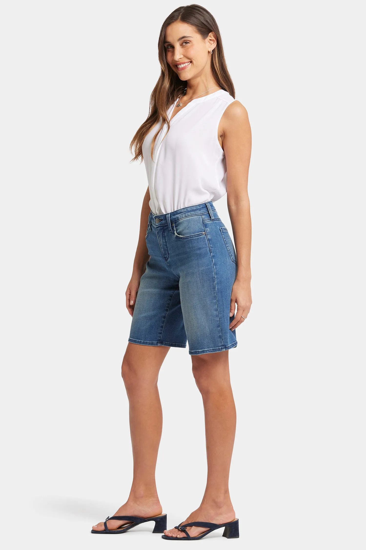 Lilly Boyfriend Denim Shorts - Cascade Wave