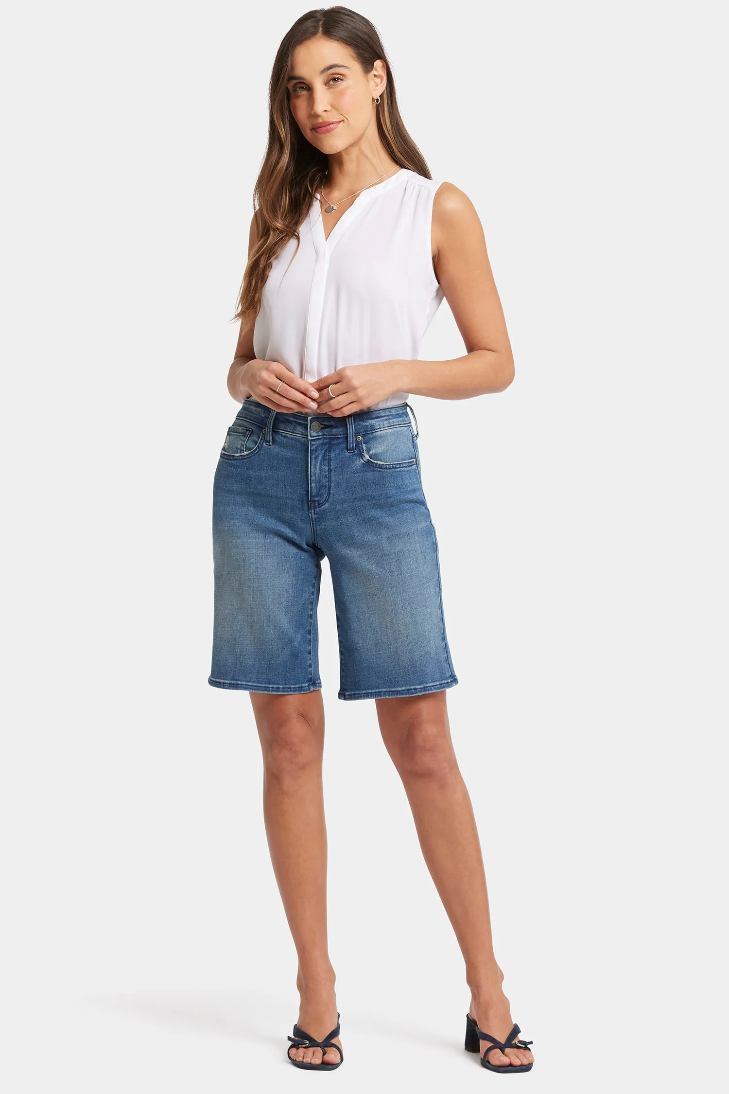 Lilly Boyfriend Denim Shorts - Cascade Wave