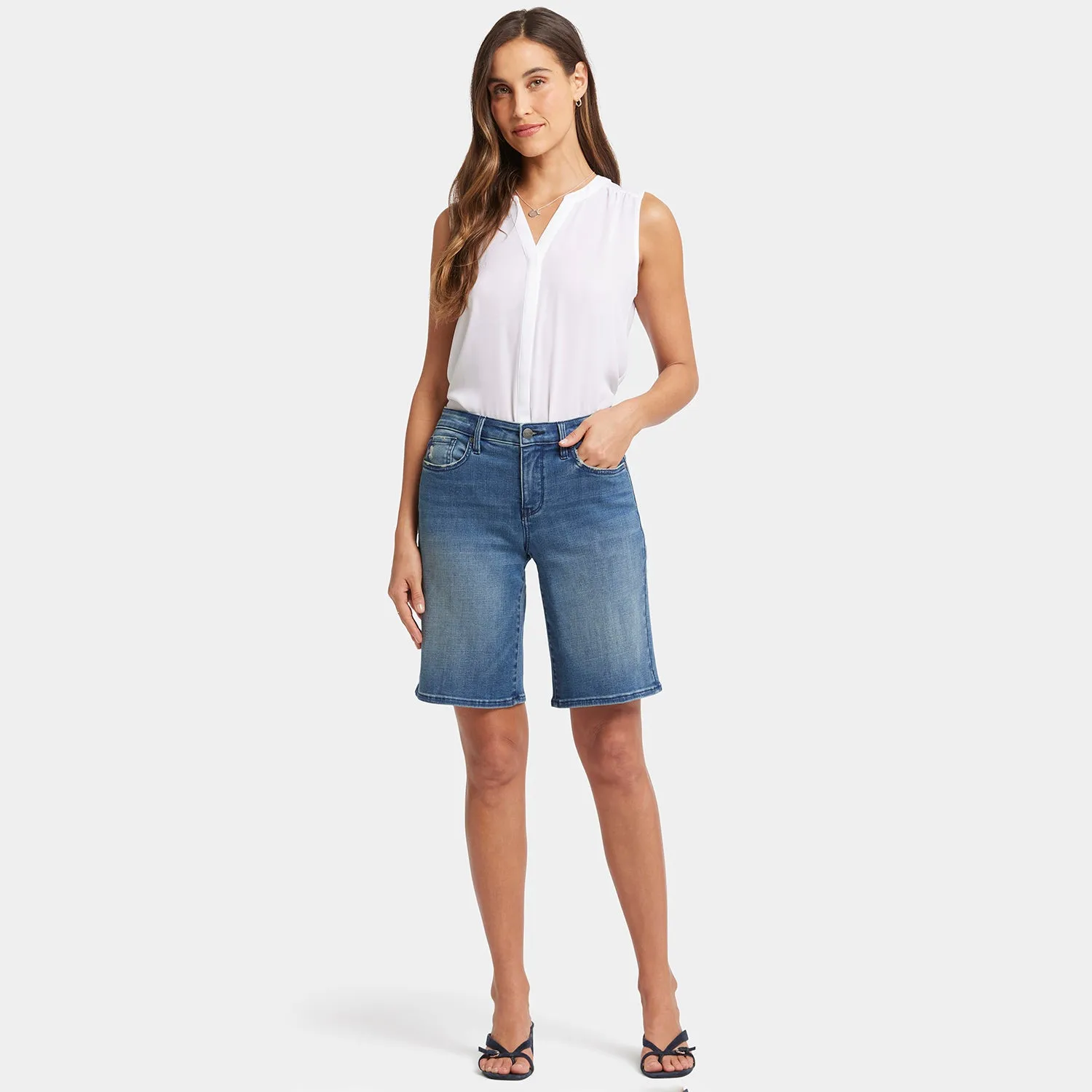 Lilly Boyfriend Denim Shorts - Cascade Wave