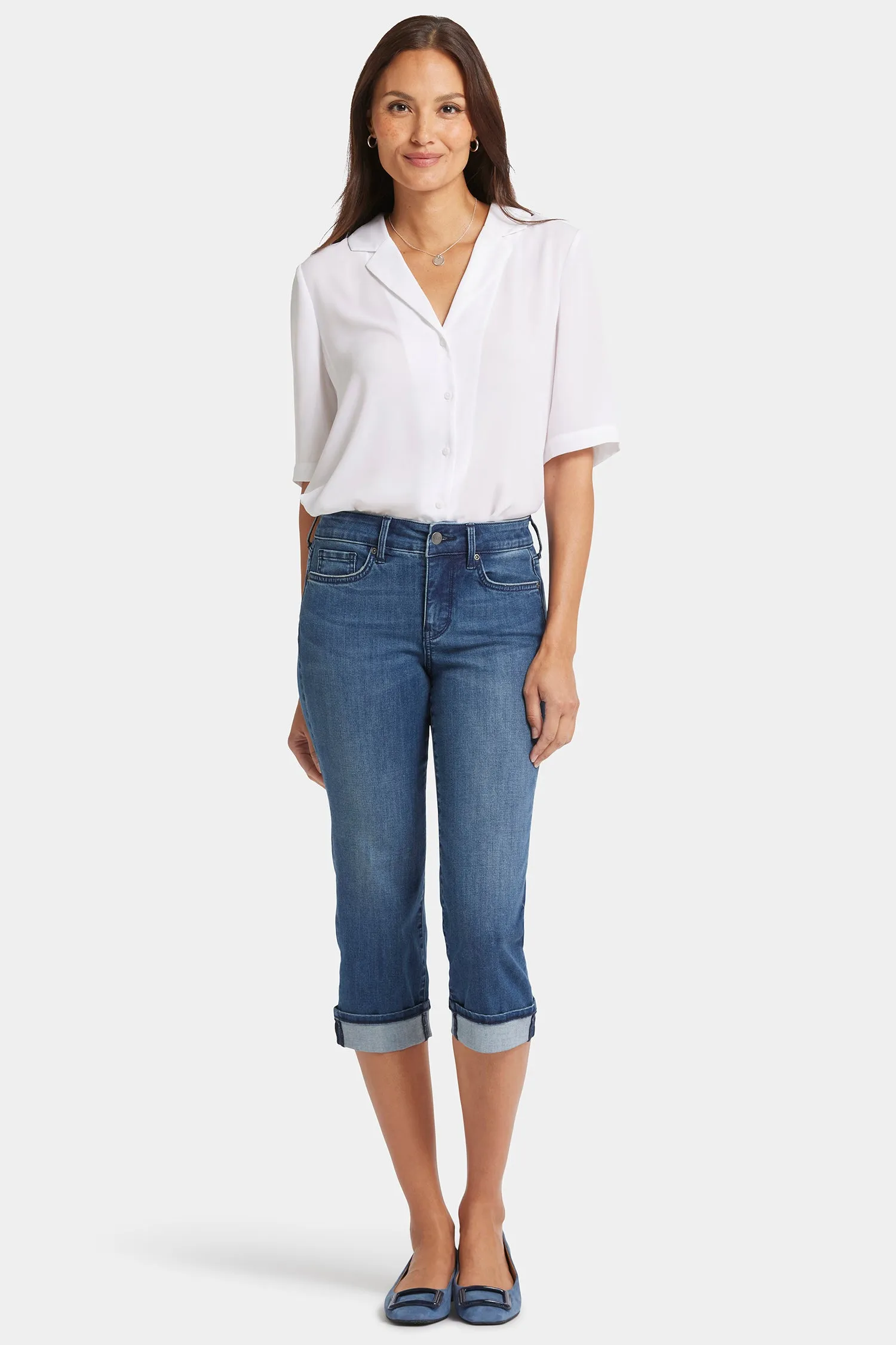 Marilyn Straight Crop Jeans In Petite - Blue Ridge