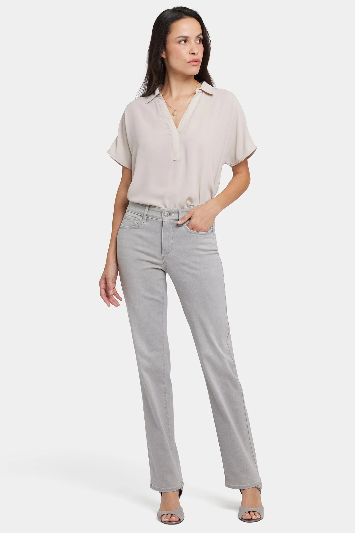 Marilyn Straight Jeans In Long Inseam - Grenada Mist