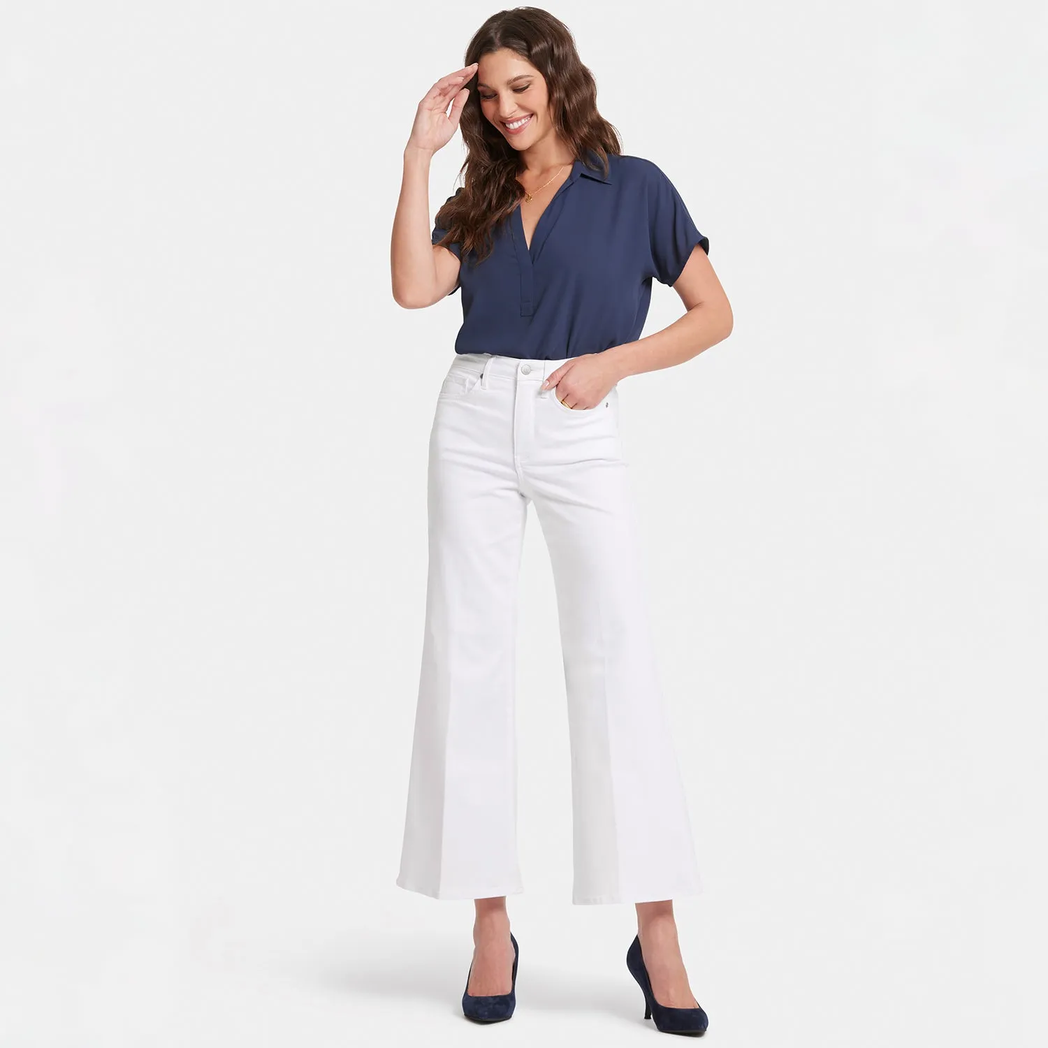 Mia Palazzo Ankle Jeans - Optic White
