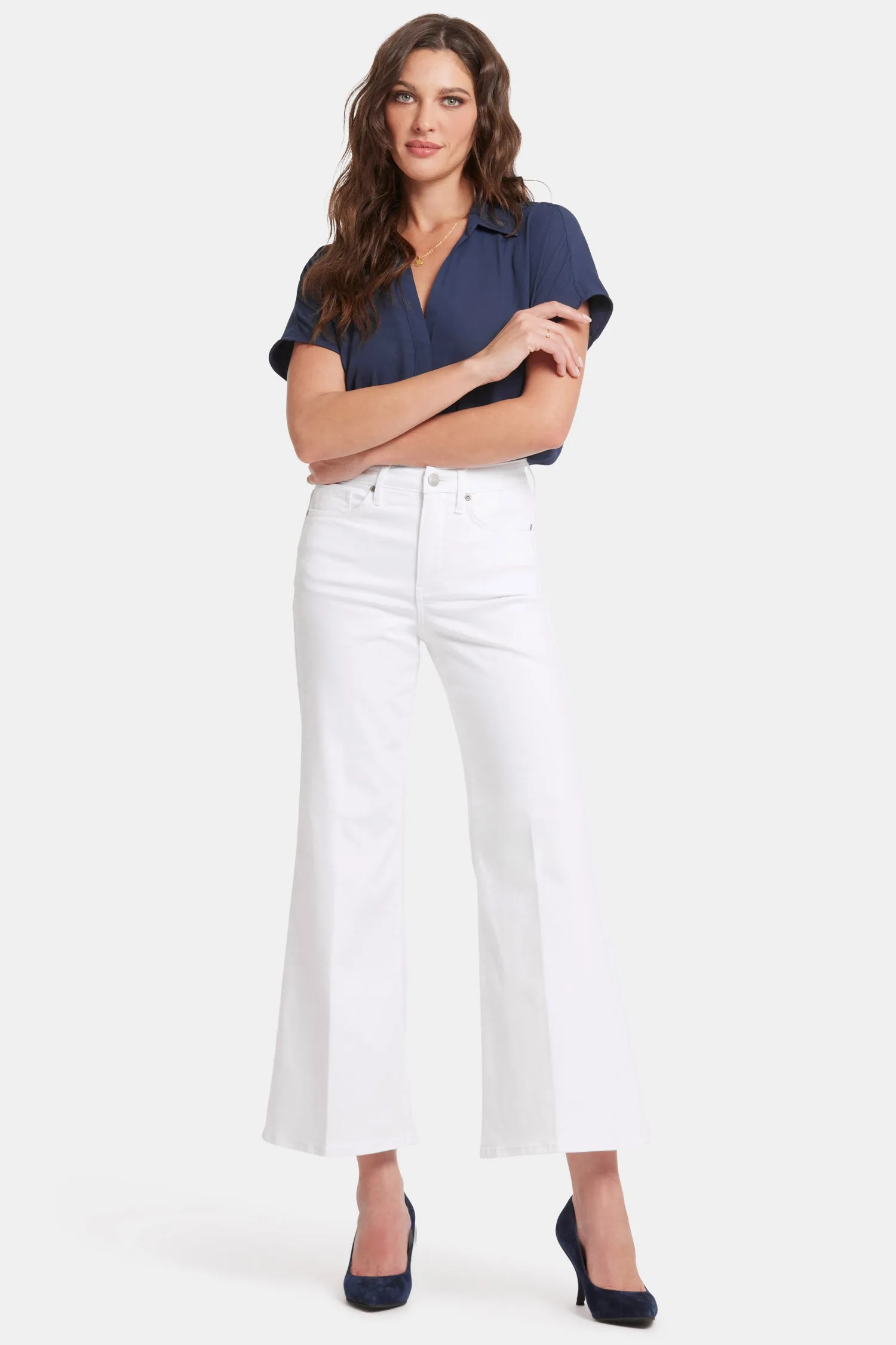 Mia Palazzo Ankle Jeans - Optic White