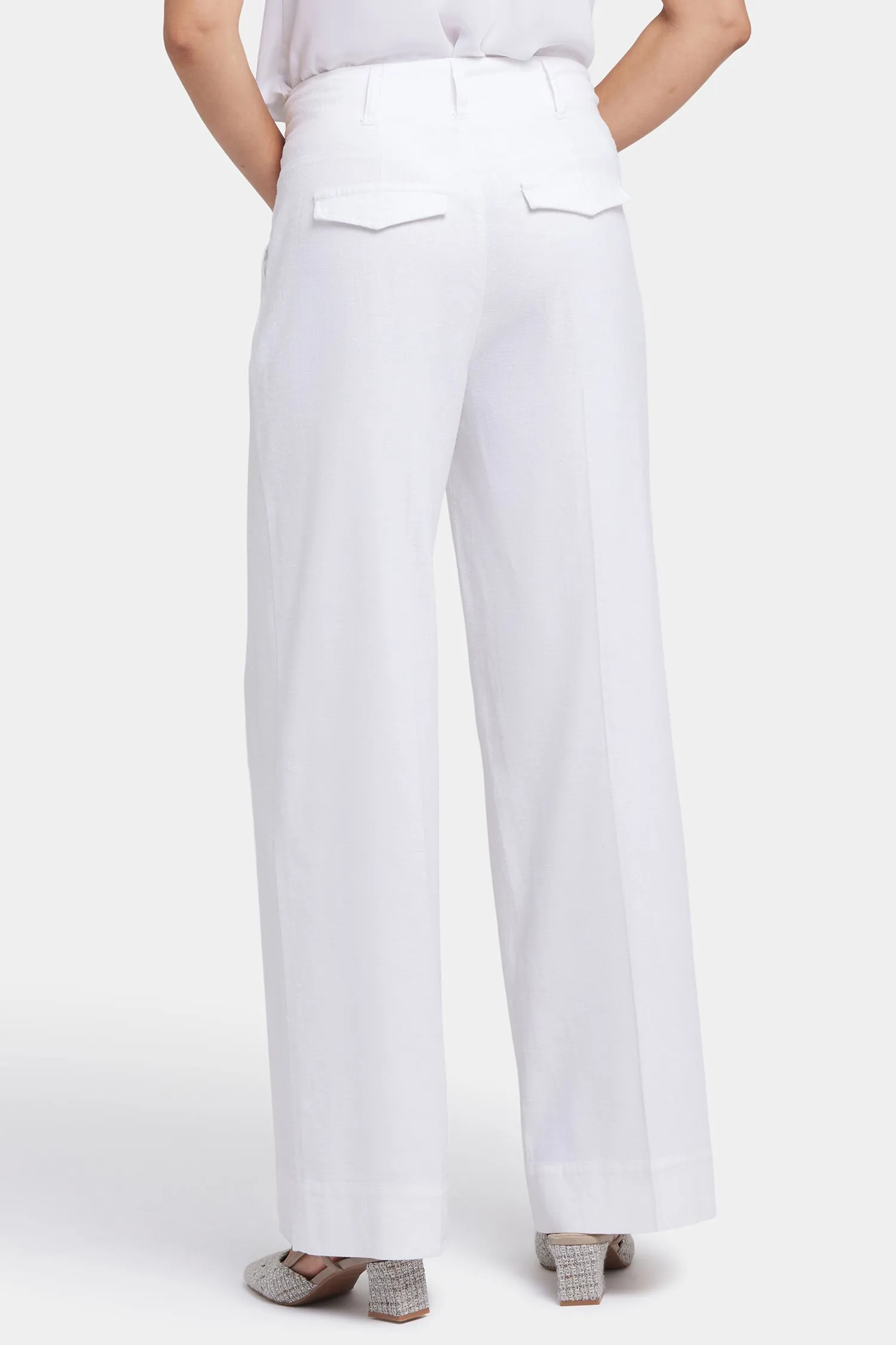 Mona Wide Leg Trouser Pants - White