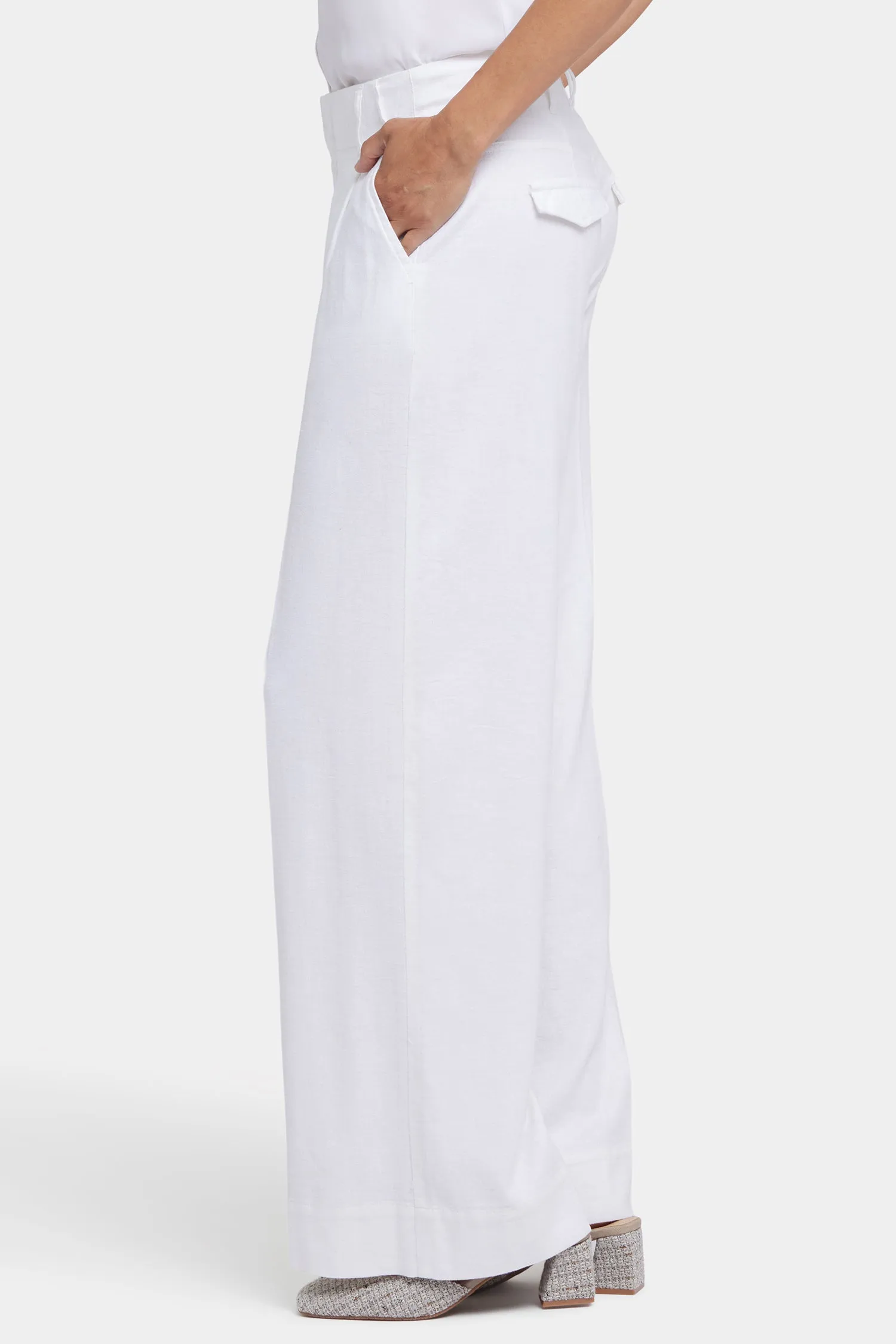 Mona Wide Leg Trouser Pants - White