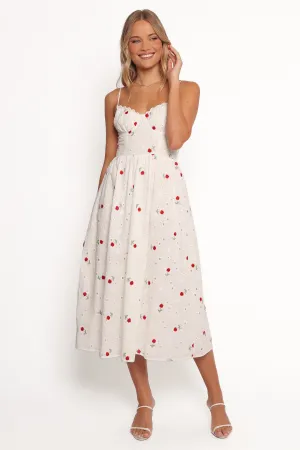 Paloma Maxi Dress - White Red Floral