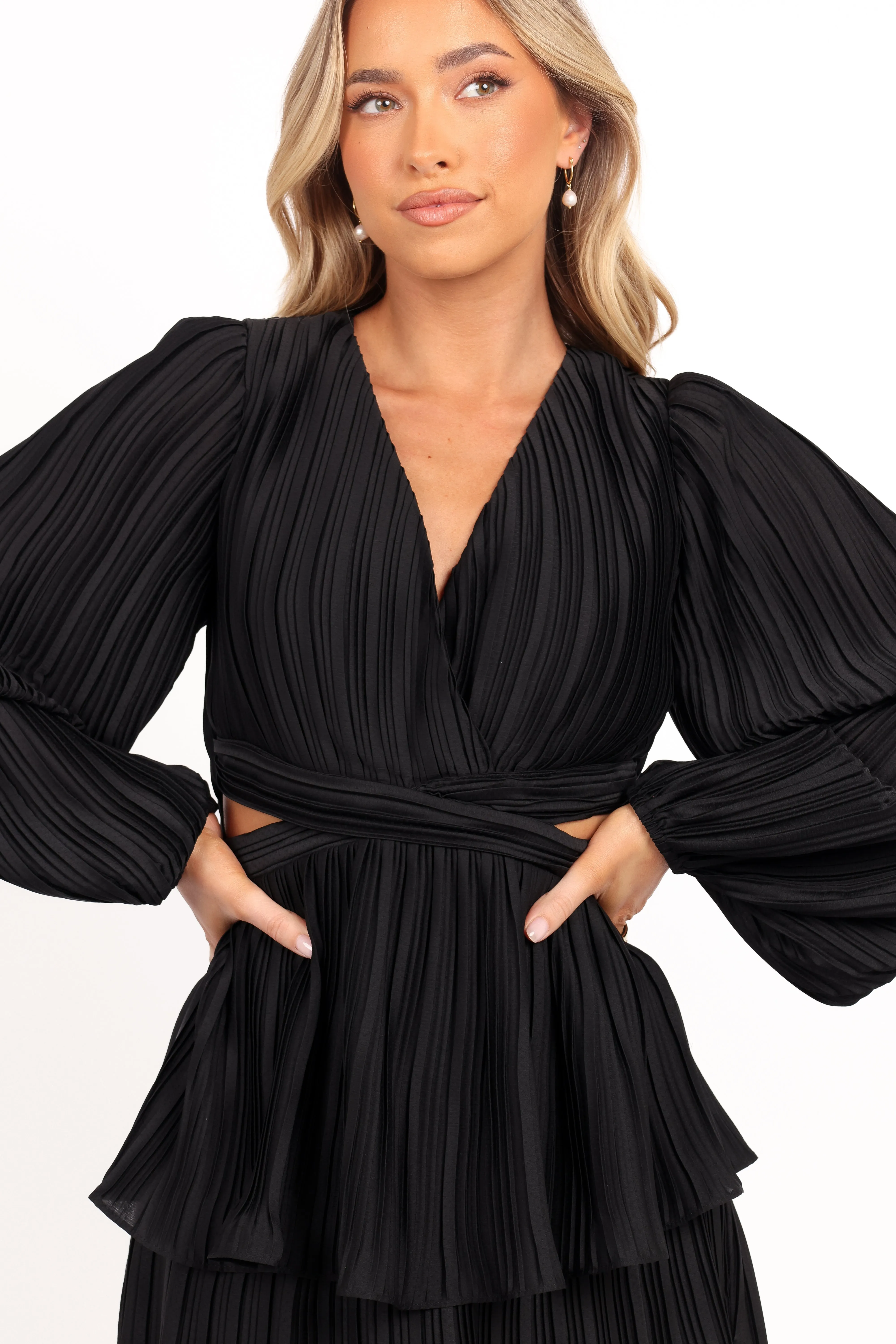Pippa Long Sleeve Midi Dress - Black
