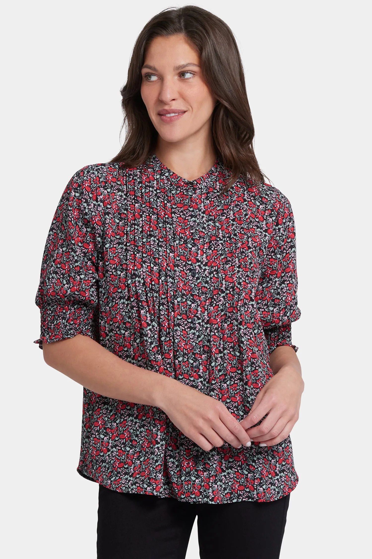 Pleated Short Sleeved Blouse - Los Rosales