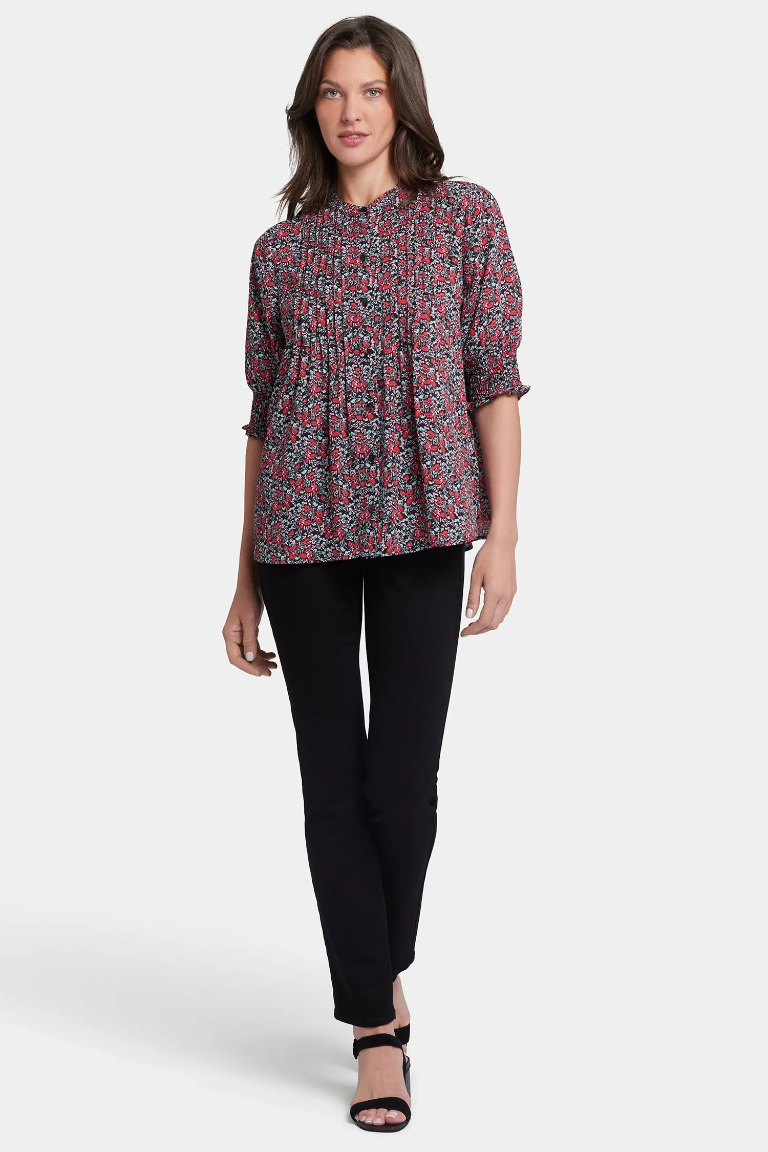 Pleated Short Sleeved Blouse - Los Rosales