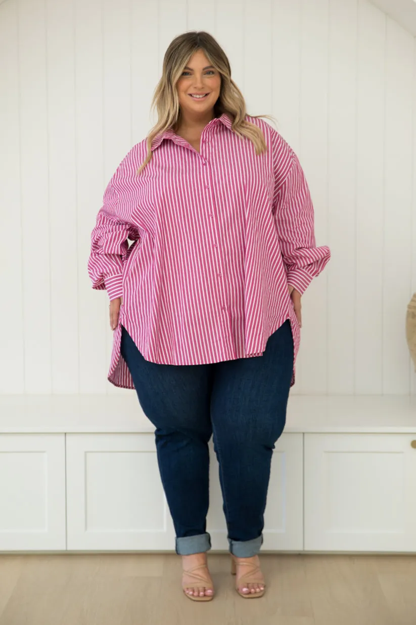PQ Collection Amore Shirt Berry Stripe