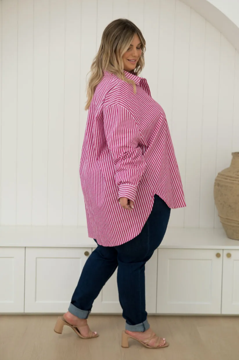 PQ Collection Amore Shirt Berry Stripe