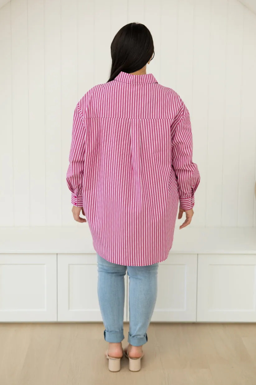 PQ Collection Amore Shirt Berry Stripe
