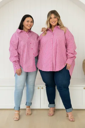 PQ Collection Amore Shirt Berry Stripe