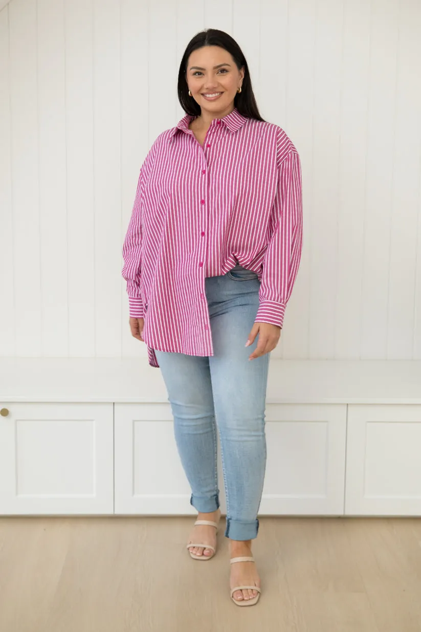 PQ Collection Amore Shirt Berry Stripe